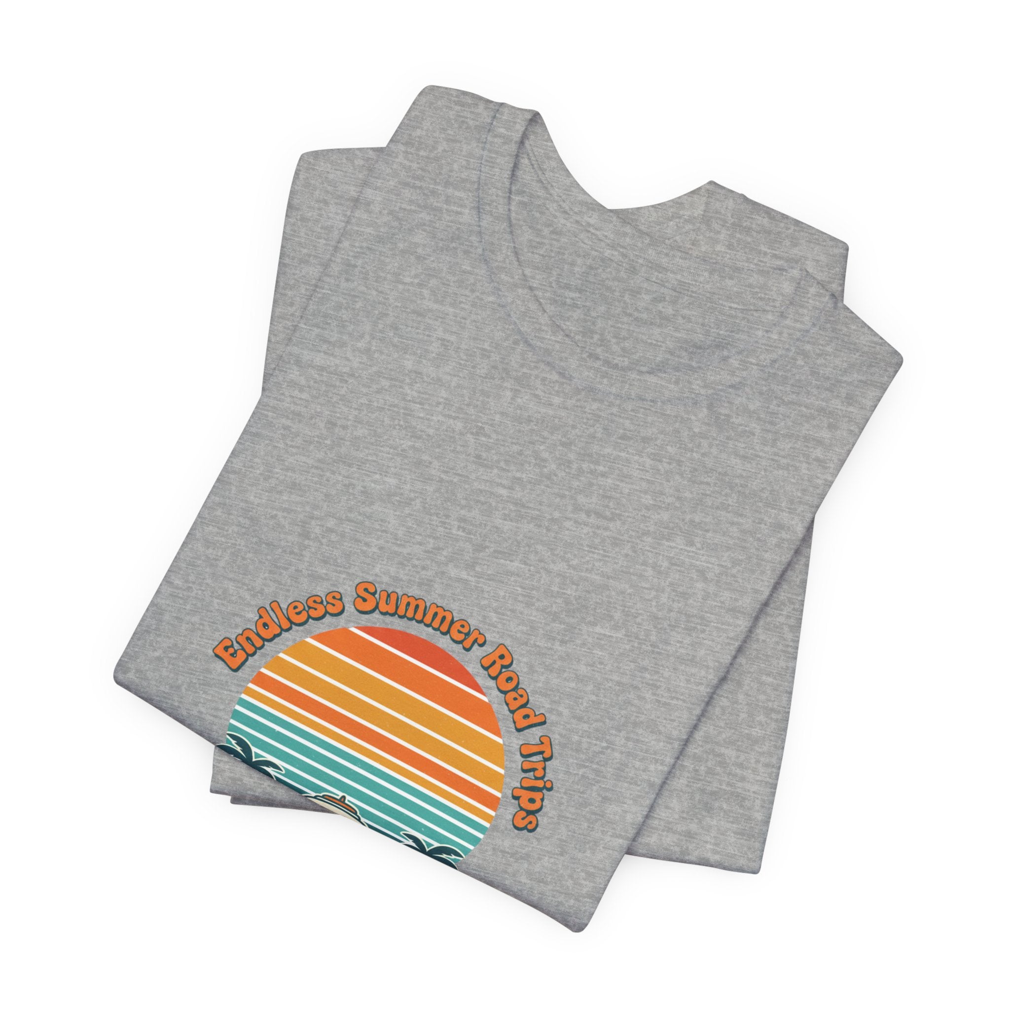 Retro 70s Sunset Surf Graphic Tee | Vintage Palm Golden Hour Postcard