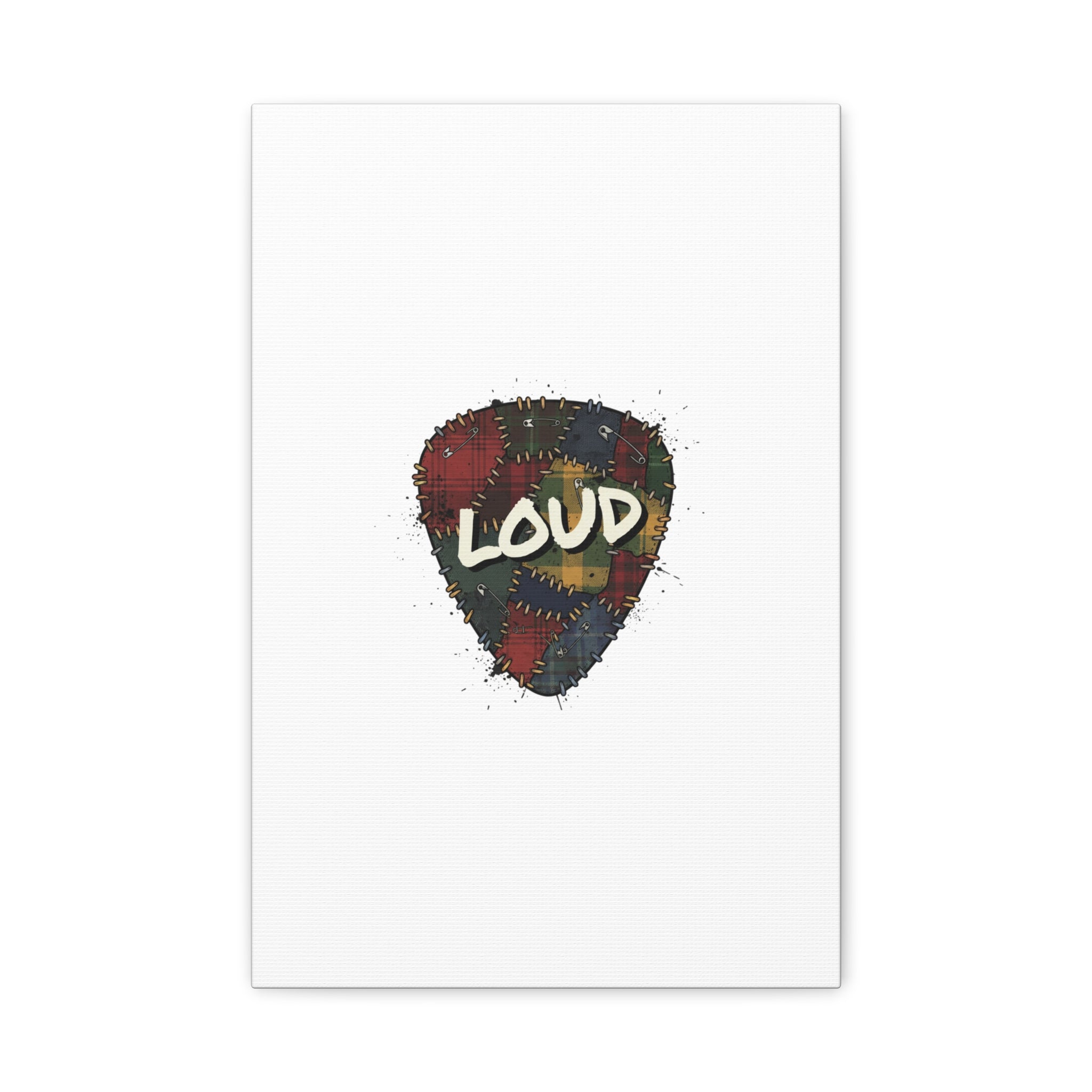 Plaid Patchwork Guitar Pick Canvas, Grunge Revival, 90s Rock Plaid Aesthetic 12″ x 18″ (Vertical) 1.25"
