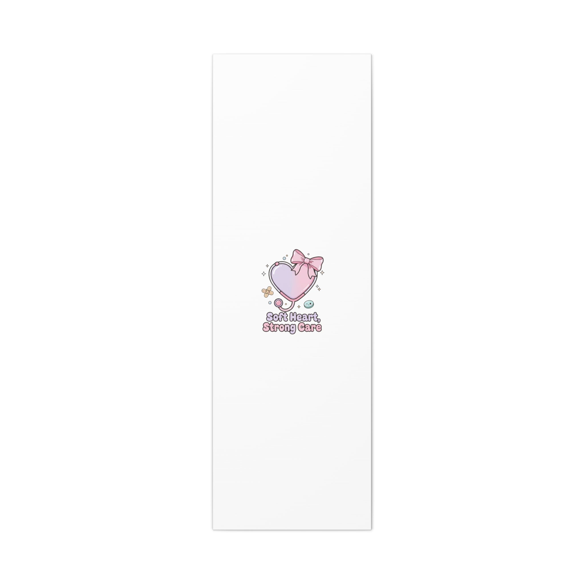 Soft Heart Strong Care Canvas, Pastel Cute Nurse Medical Art | Coquette Healthcare 20" x 60" (Vertical) 1.25"