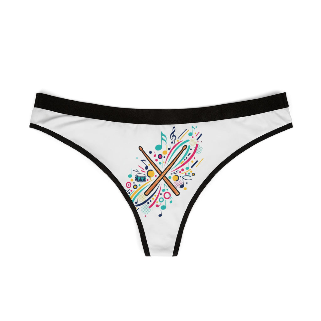 Music Drumsticks Thong — Colorful Musical Notes Women's Underwear M