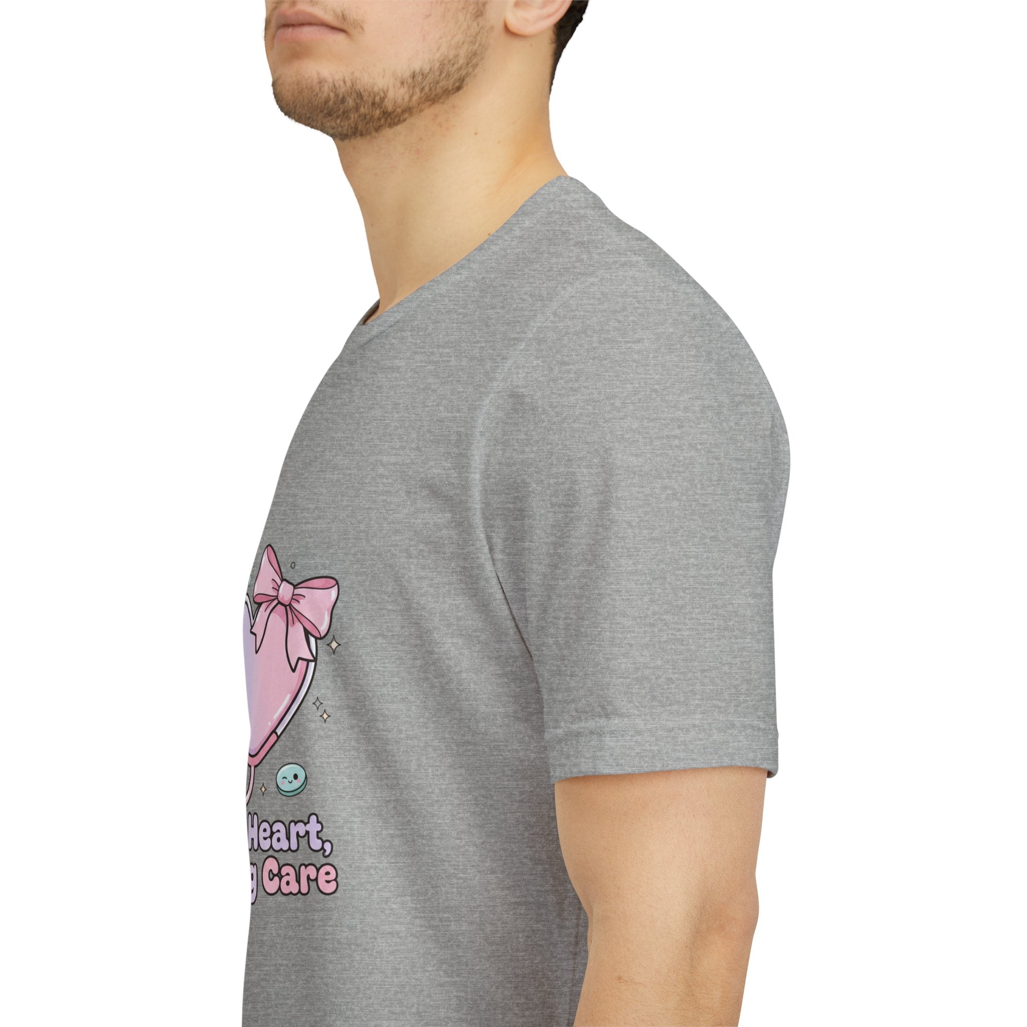 Soft Heart Strong Care T-Shirt | cute nurse graphic, pastel coquette medical shirt Navy