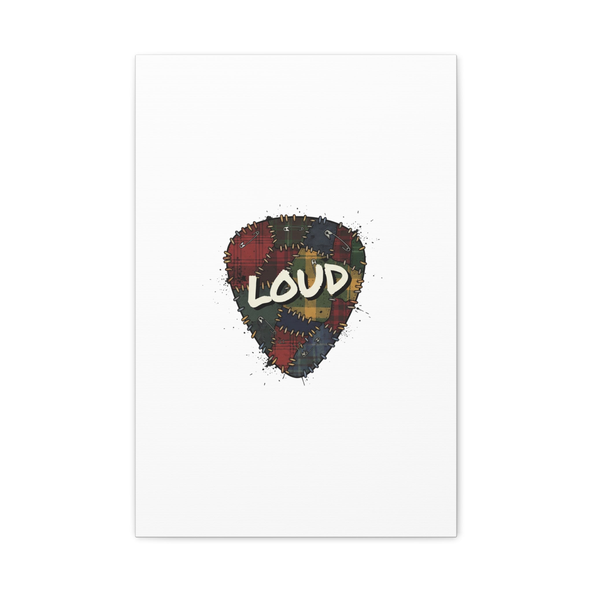 Plaid Patchwork Guitar Pick Canvas, Grunge Revival, 90s Rock Plaid Aesthetic 16″ x 24″ (Vertical) 1.25"