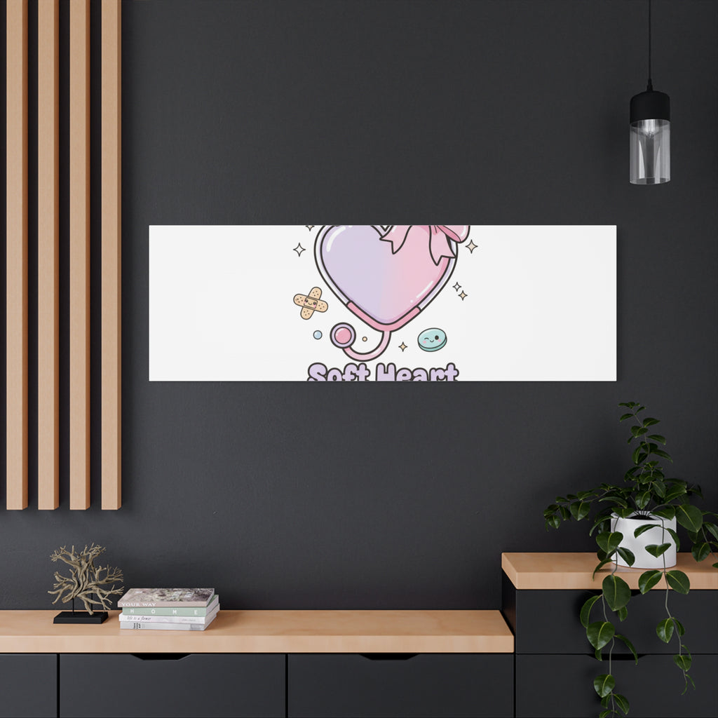 Soft Heart Strong Care Canvas, Pastel Cute Nurse Medical Art | Coquette Healthcare 36" x 36" 1.25"