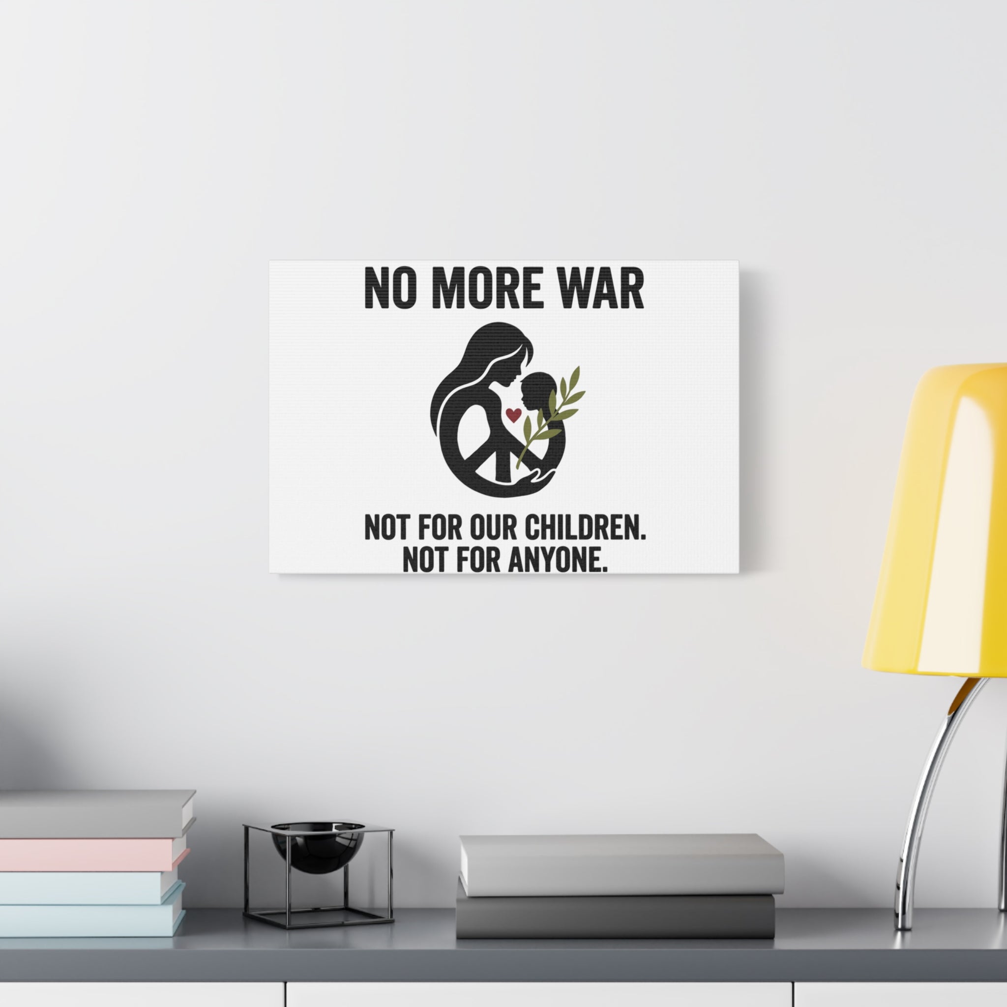 No More War Canvas, Anti-War Peace Protest Wall Art | Solidarity Ceasefire. 36" x 36" 1.25"