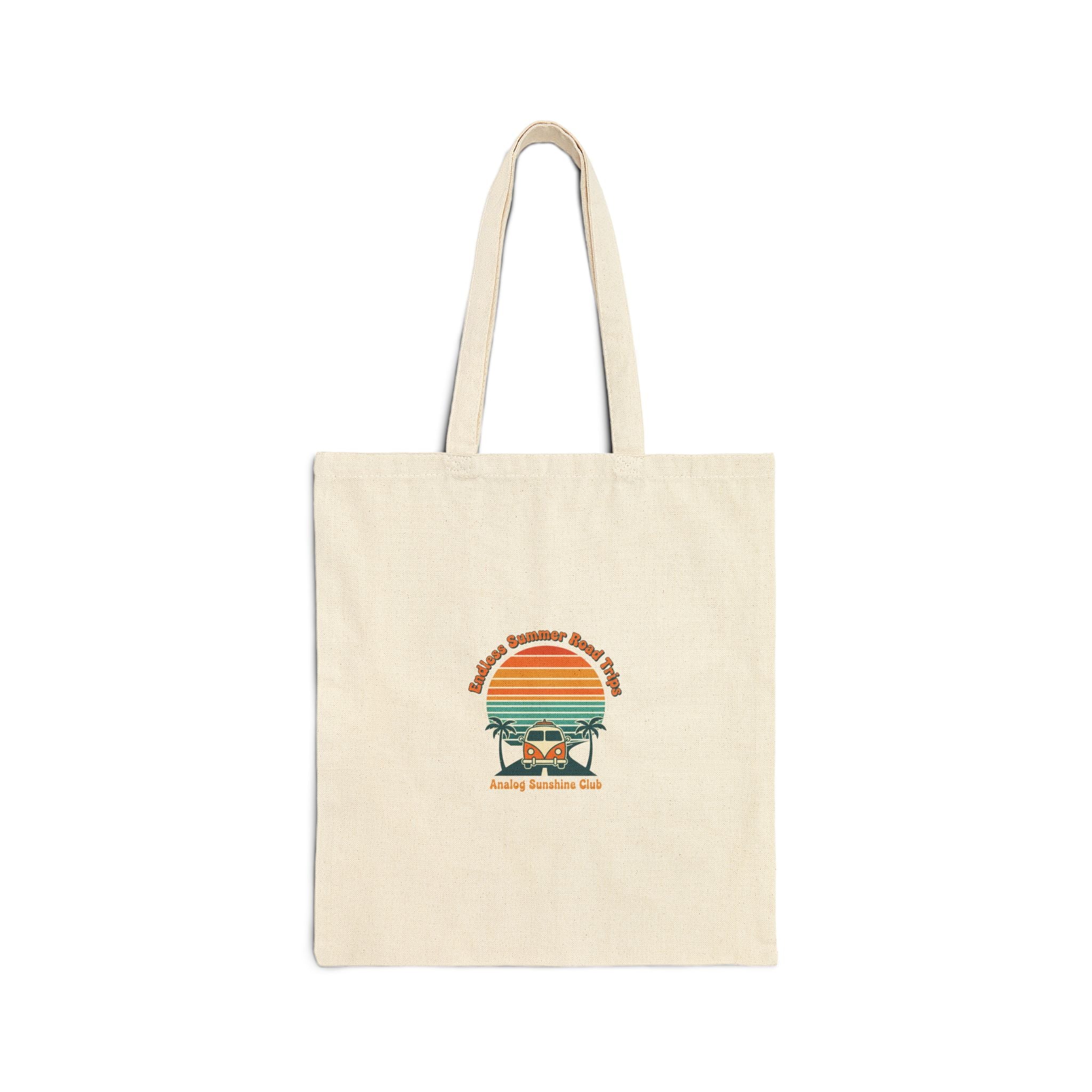 Retro 70s Sunset Palm Tote | Analog Sunshine, Vintage Surf Postcard