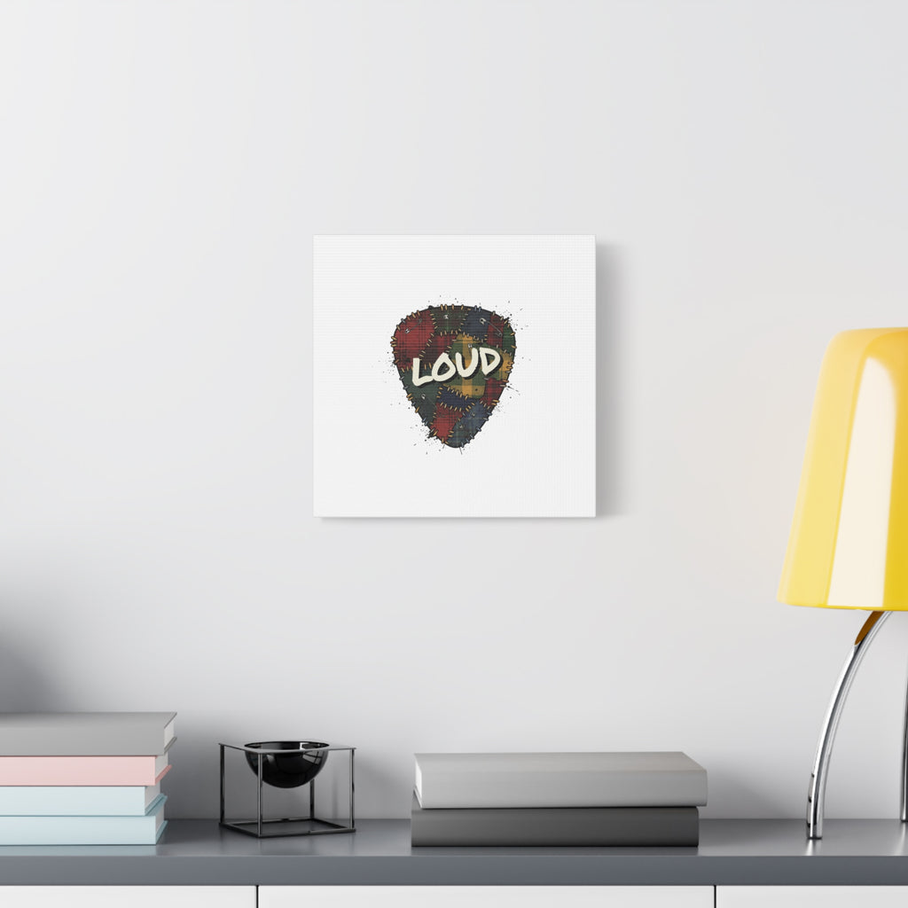 Plaid Patchwork Guitar Pick Canvas, Grunge Revival, 90s Rock Plaid Aesthetic 36" x 36" 1.25"
