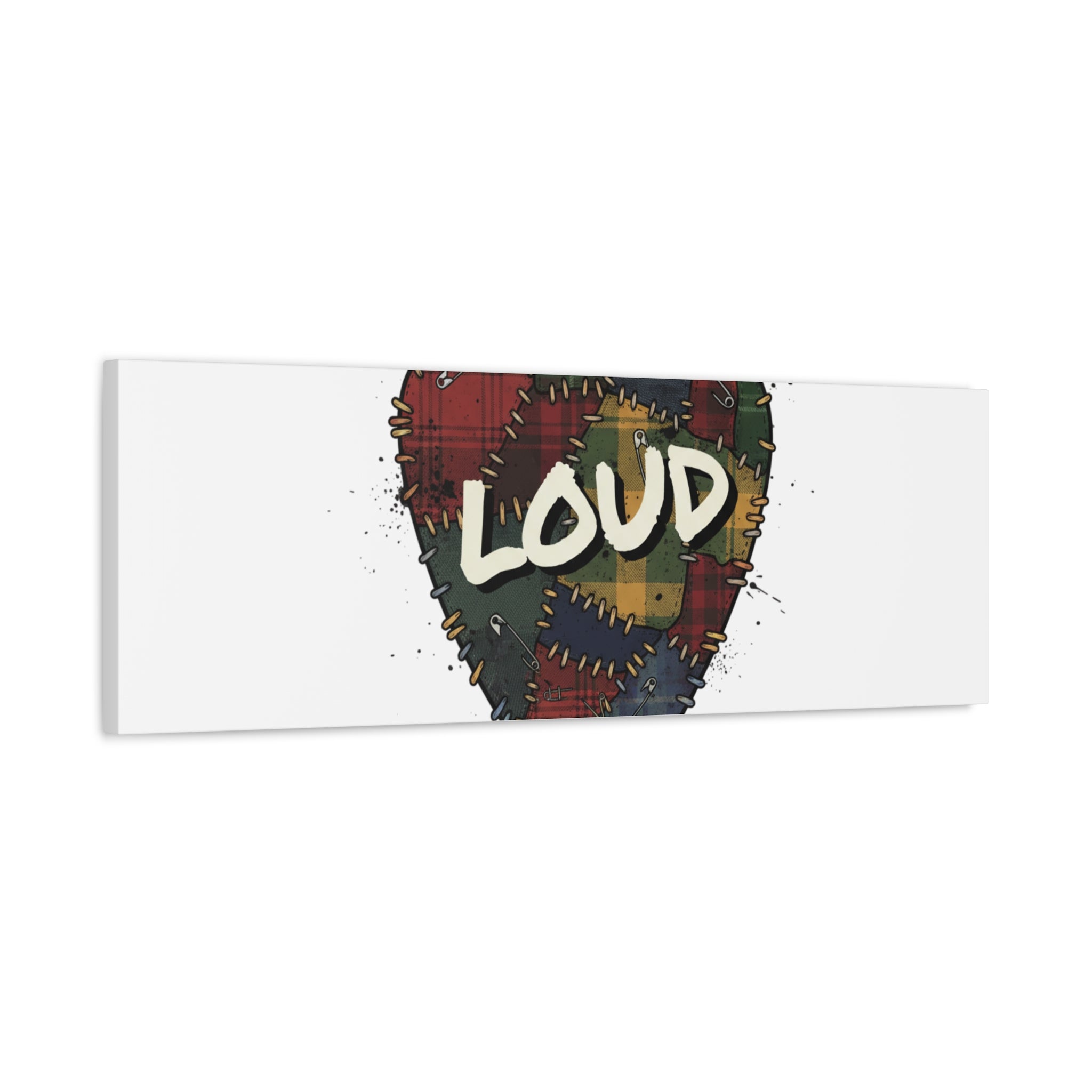 Plaid Patchwork Guitar Pick Canvas, Grunge Revival, 90s Rock Plaid Aesthetic 36" x 36" 1.25"