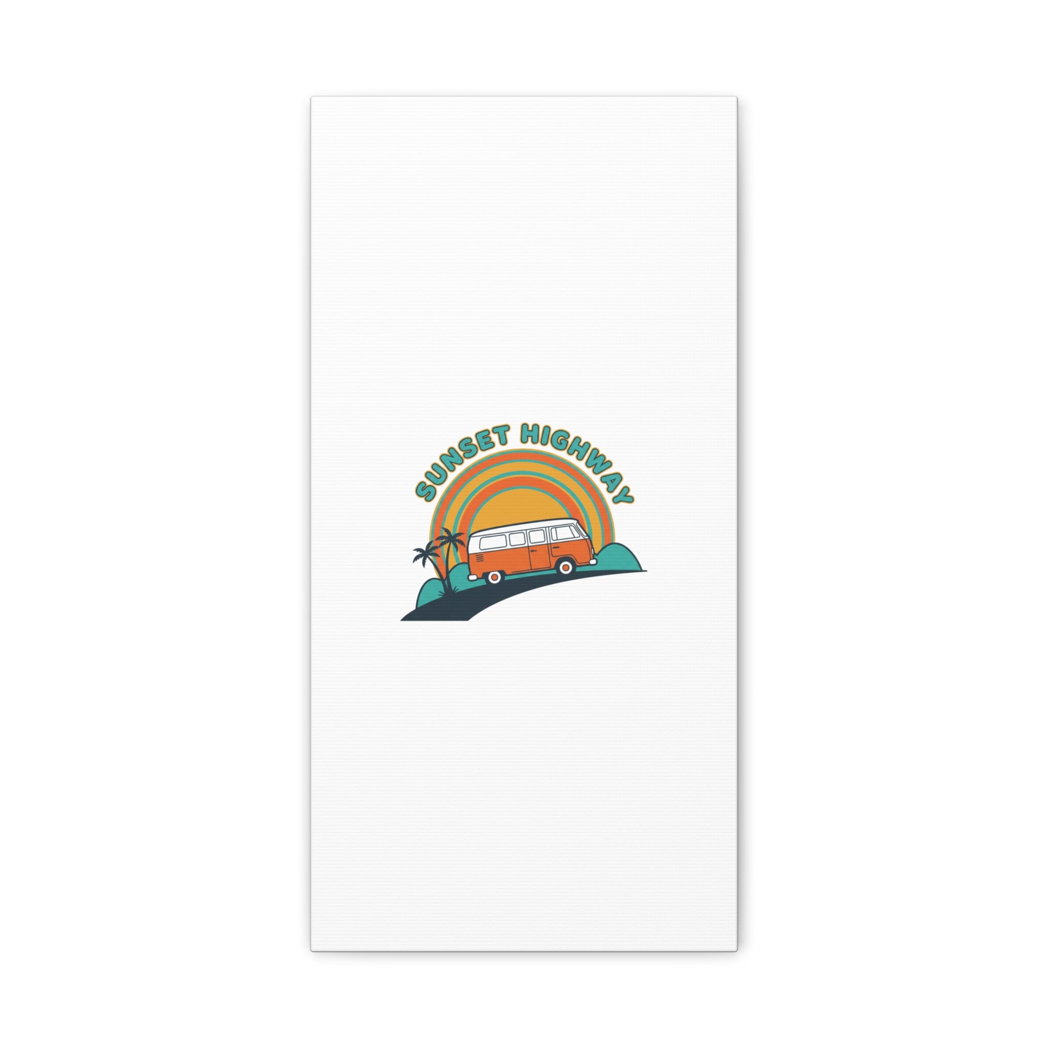 Sunset Highway Van Canvas | 1970s Retro Surf, Vintage Palm Poster 10" x 20" (Vertical) 1.25"