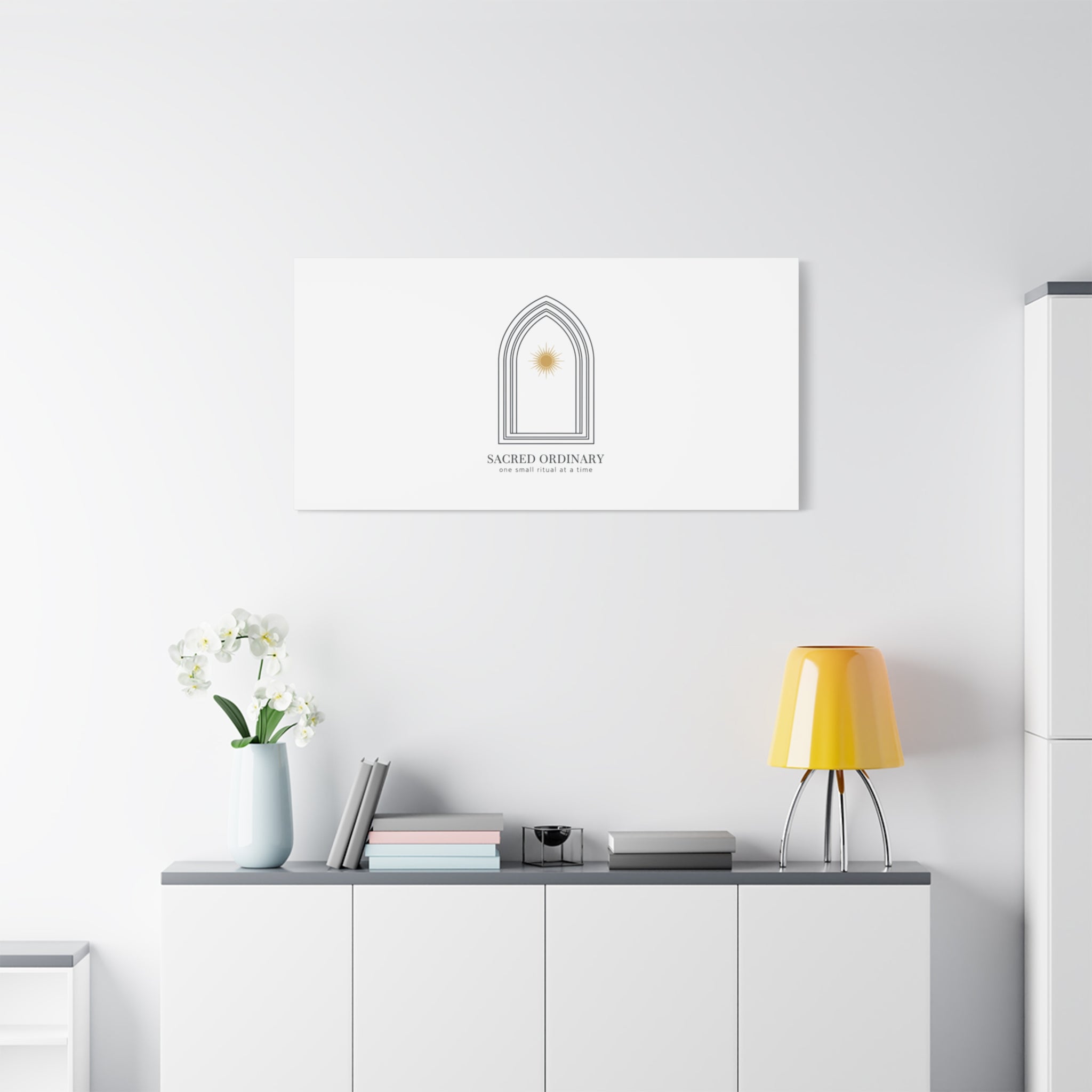 Sacred Ordinary Gothic Arch Canvas | Minimal Scripture Art, Quiet Luxury 36" x 36" 1.25"