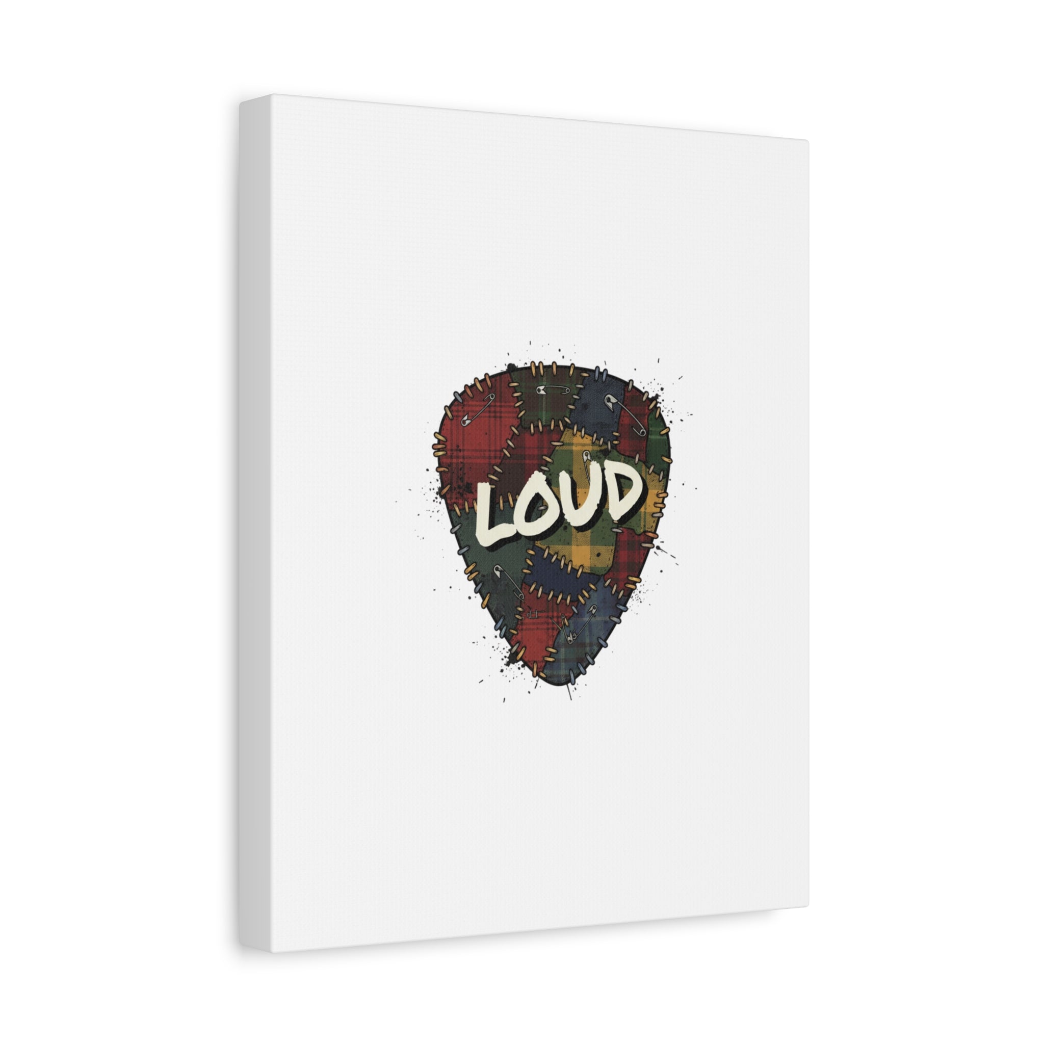 Plaid Patchwork Guitar Pick Canvas, Grunge Revival, 90s Rock Plaid Aesthetic 36" x 36" 1.25"