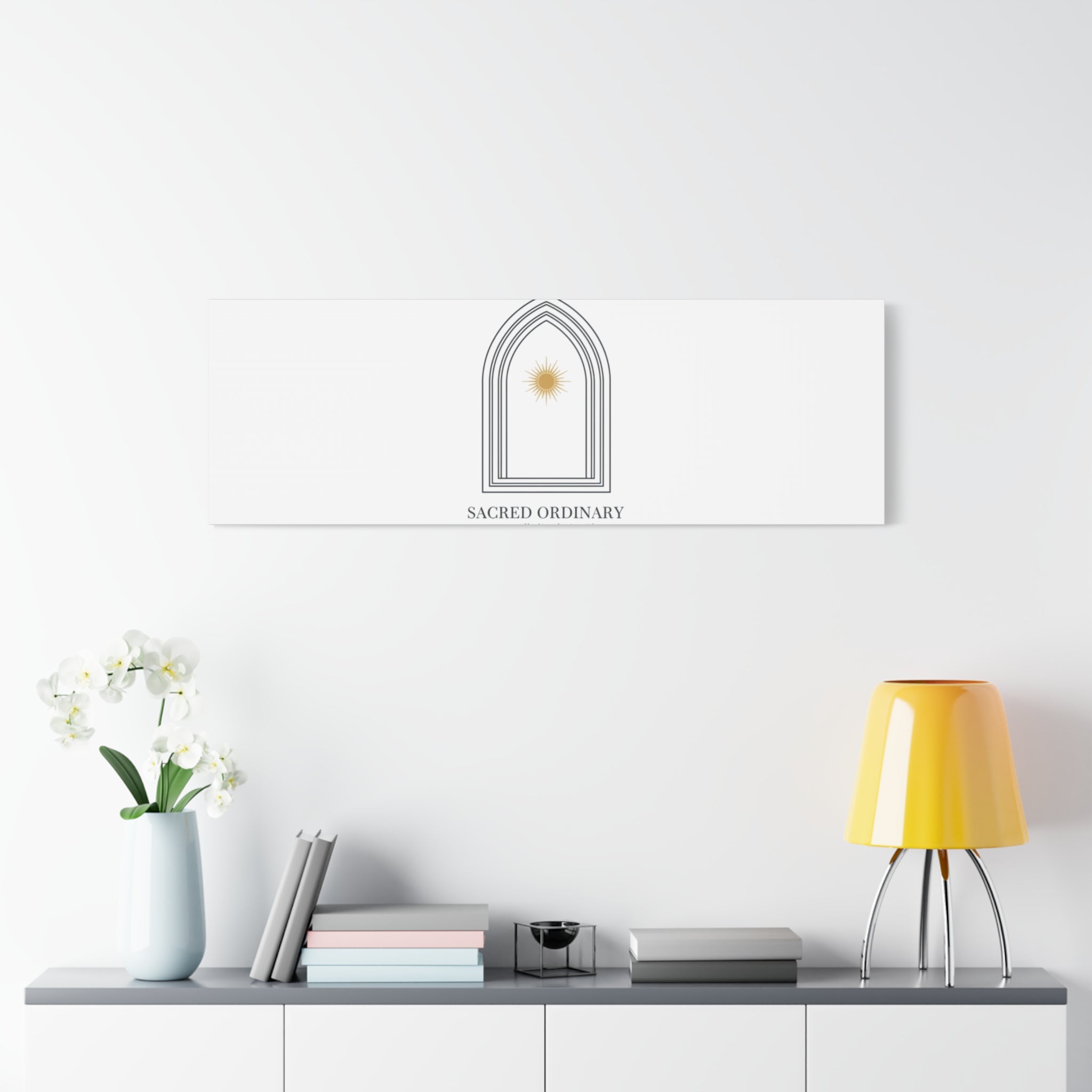 Sacred Ordinary Gothic Arch Canvas | Minimal Scripture Art, Quiet Luxury 36" x 36" 1.25"