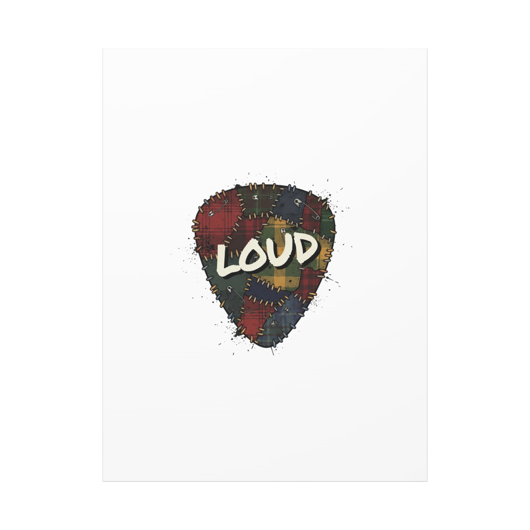 Plaid Patchwork Guitar Pick Canvas, Grunge Revival, 90s Rock Plaid Aesthetic 36" x 48" (Vertical) 1.25"