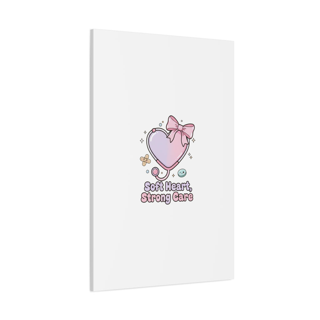 Soft Heart Strong Care Canvas, Pastel Cute Nurse Medical Art | Coquette Healthcare 36" x 36" 1.25"