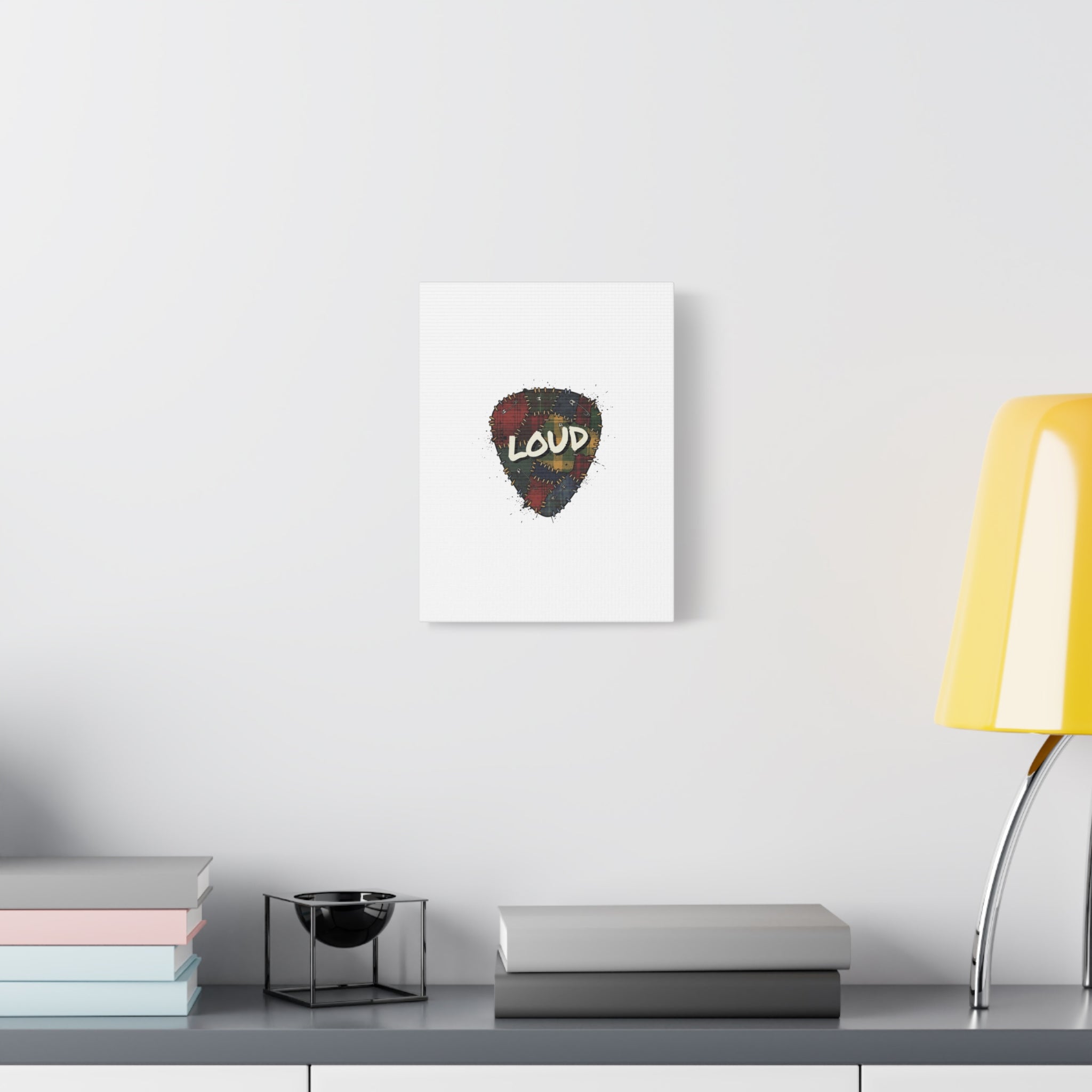 Plaid Patchwork Guitar Pick Canvas, Grunge Revival, 90s Rock Plaid Aesthetic 36" x 36" 1.25"