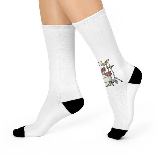 Drum Set Illustration Cushioned Crew Socks | Musician Band Socks — product image 2