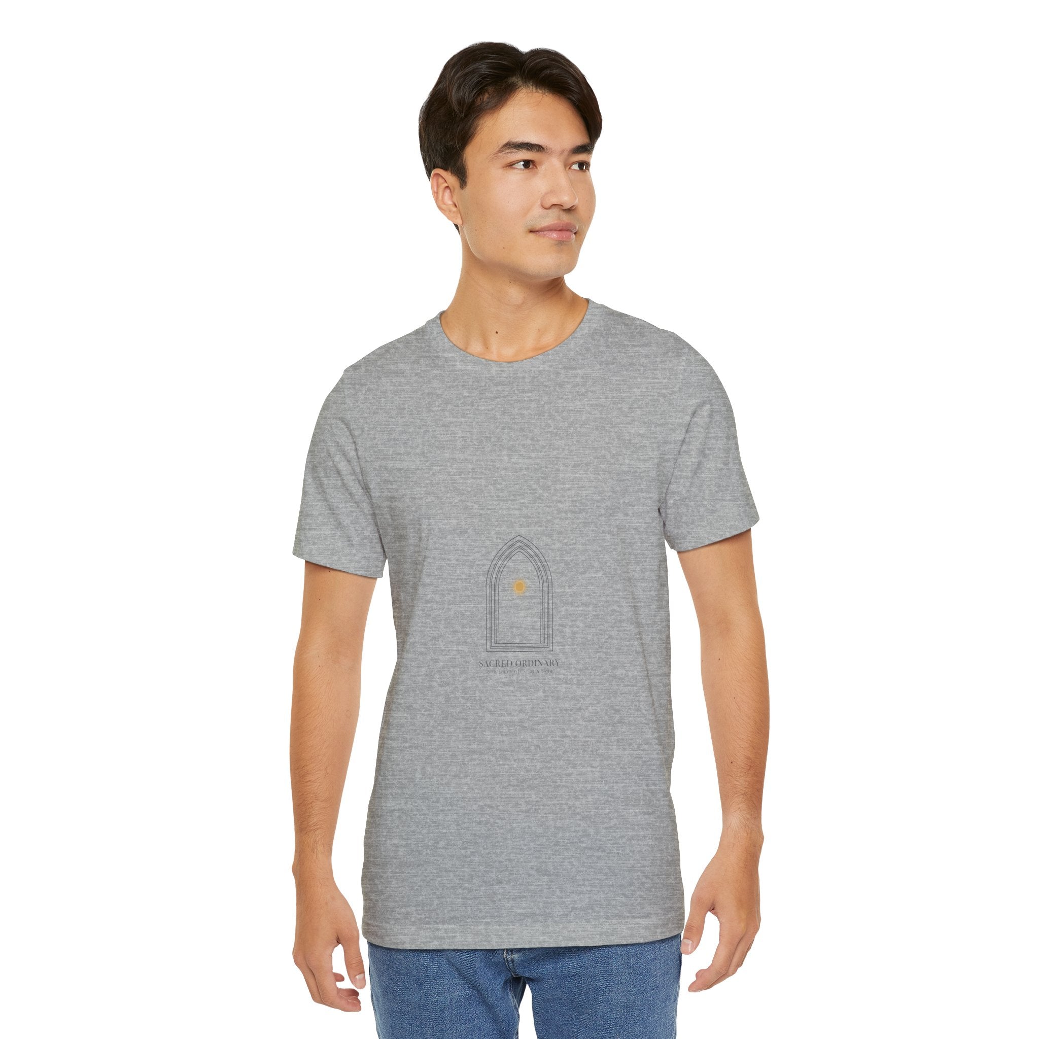 Gothic Arch Minimal Tee | Monastic Minimalism, serene typography Navy