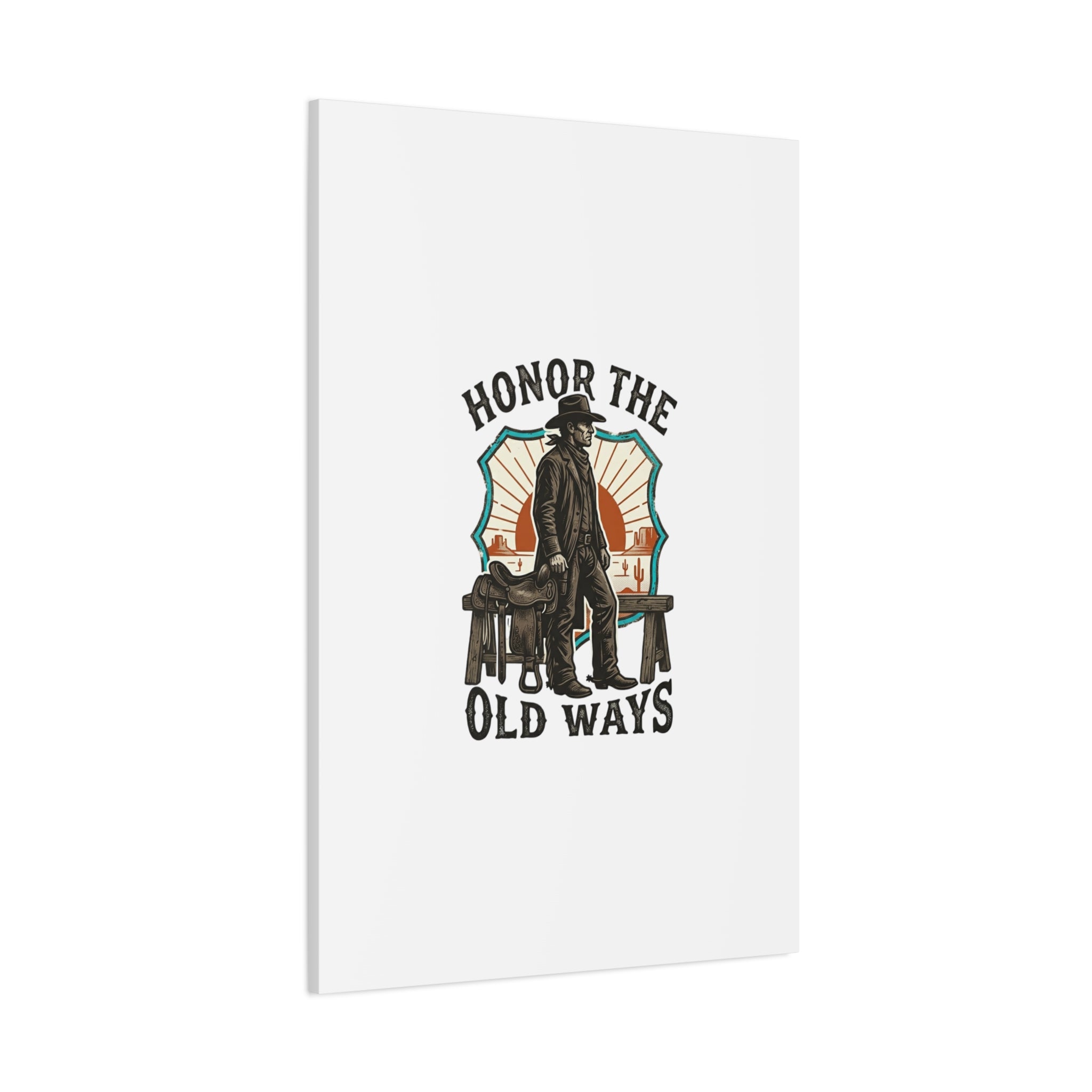 Honor the Old Ways Canvas, Western Americana vintage cowboy frontier 36" x 36" 1.25"