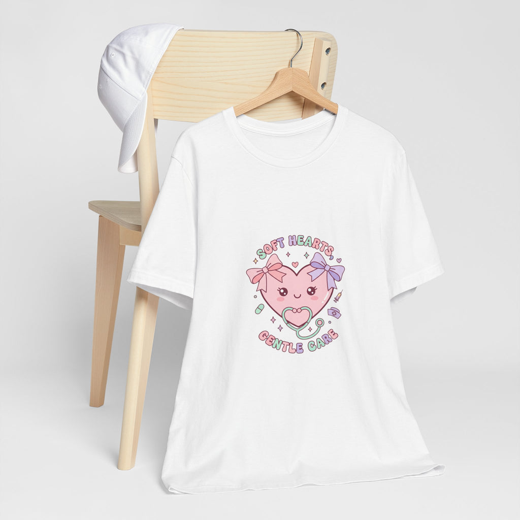 Kawaii Nurse Heart Tee | pastel healthcare design, coquette medical shirt Navy