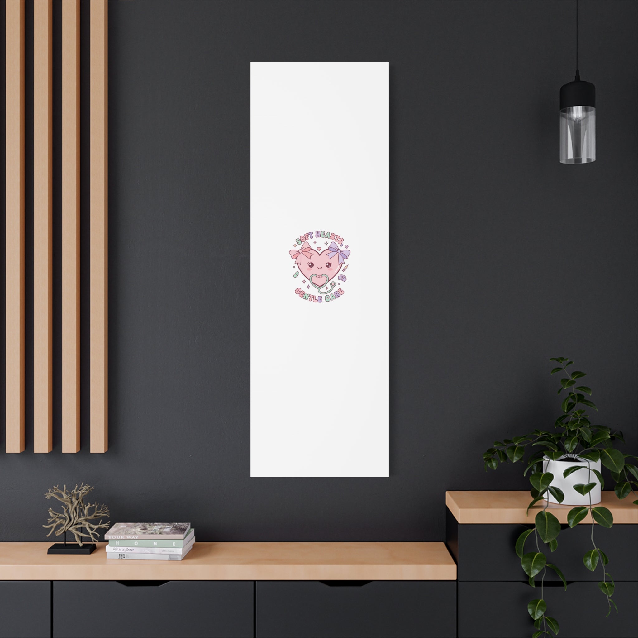 Soft Hearts Gentle Care Canvas, Cute Nurse Graphic | Pastel Coquette Medical Art 36" x 36" 1.25"