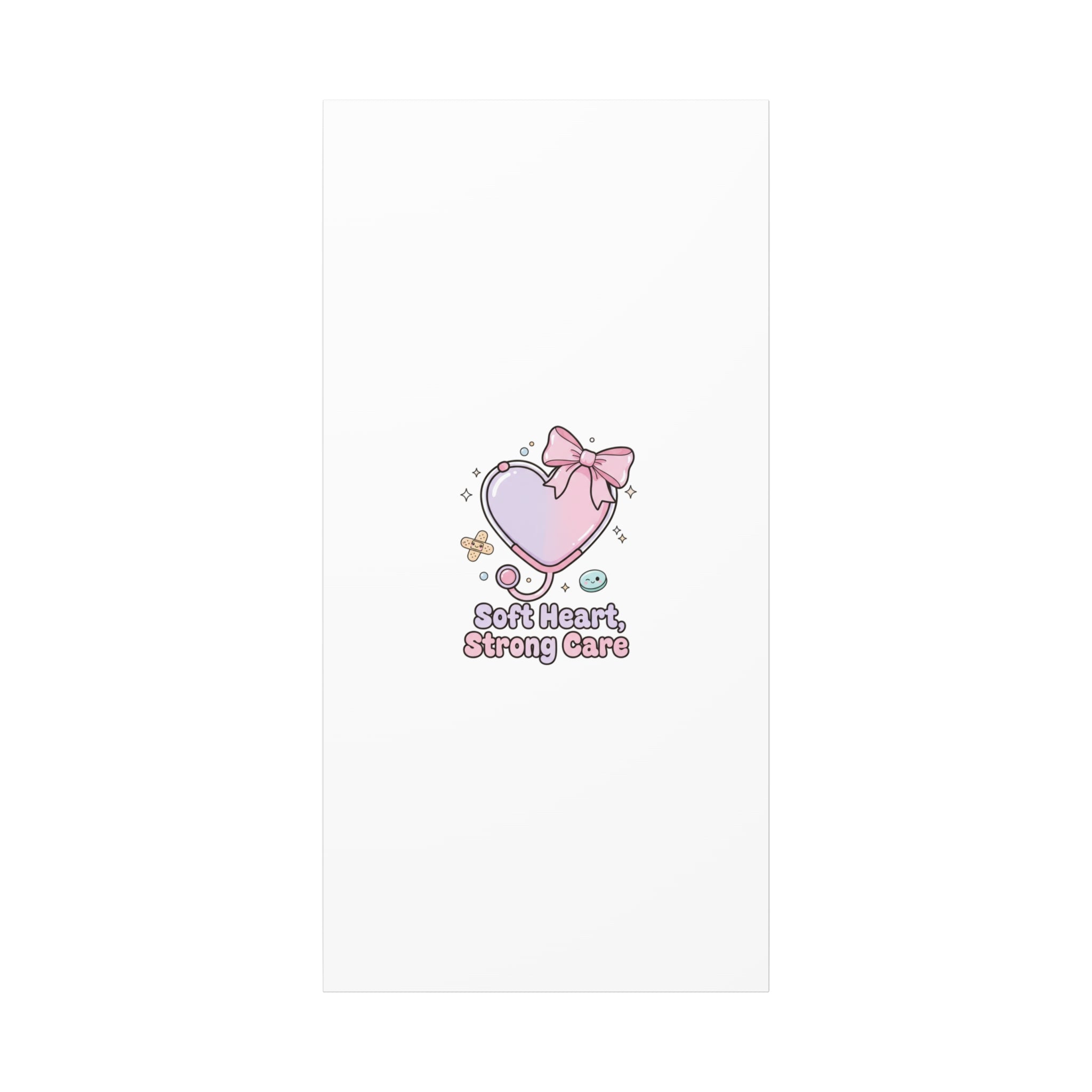 Soft Heart Strong Care Canvas, Pastel Cute Nurse Medical Art | Coquette Healthcare 30" x 60" (Vertical) 1.25"