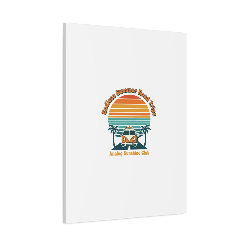 Endless Summer Road Trips Canvas | 1970s Sunset, Retro Surf Palm Art 36" x 36" 1.25"