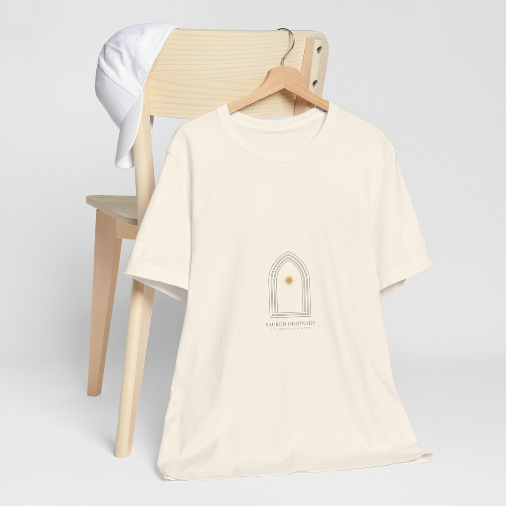 Gothic Arch Minimal Tee | Monastic Minimalism, serene typography Navy