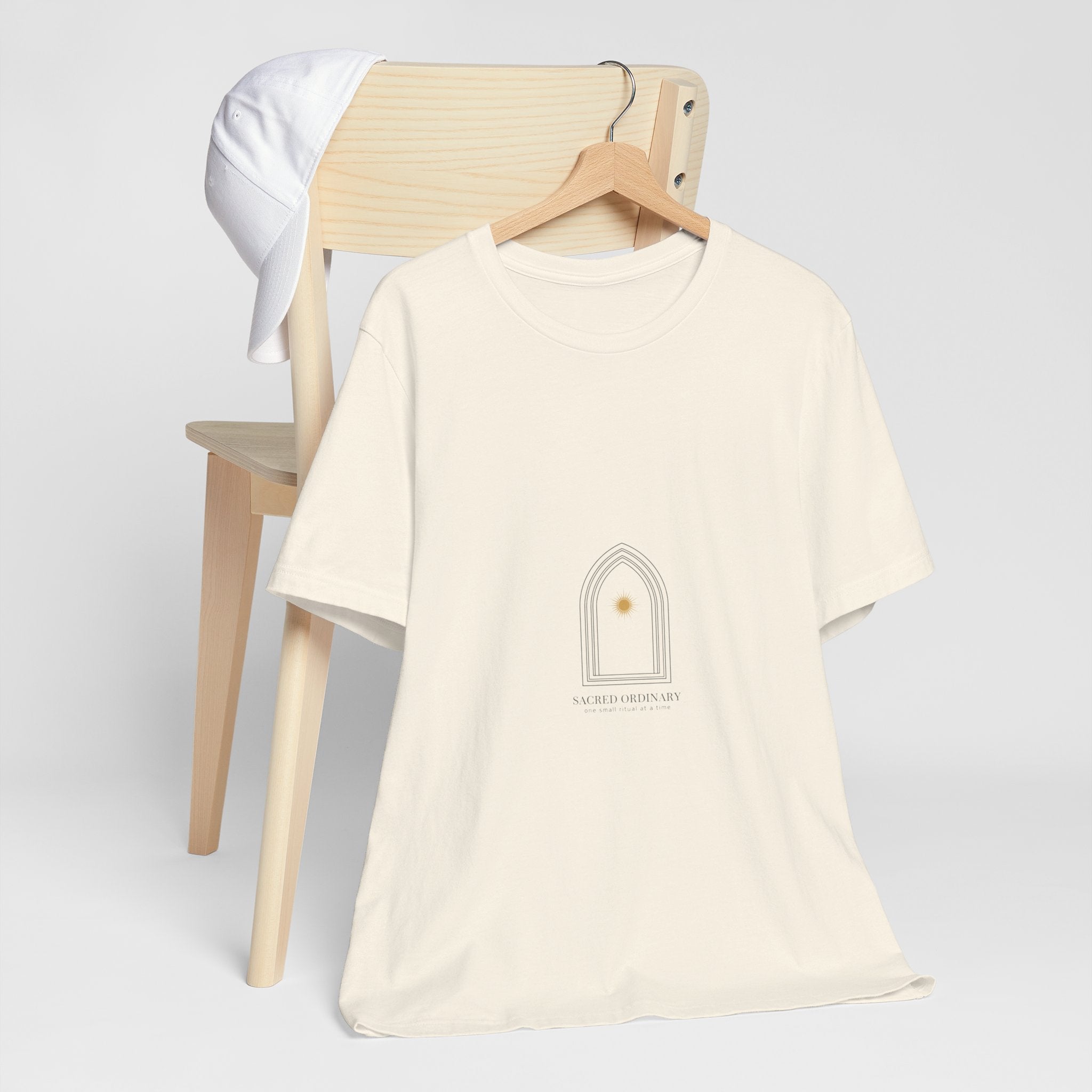 Gothic Arch Minimal Tee | Monastic Minimalism, serene typography Navy