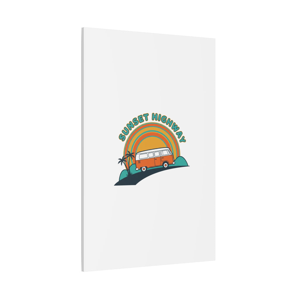 Sunset Highway Van Canvas | 1970s Retro Surf, Vintage Palm Poster 36" x 36" 1.25"