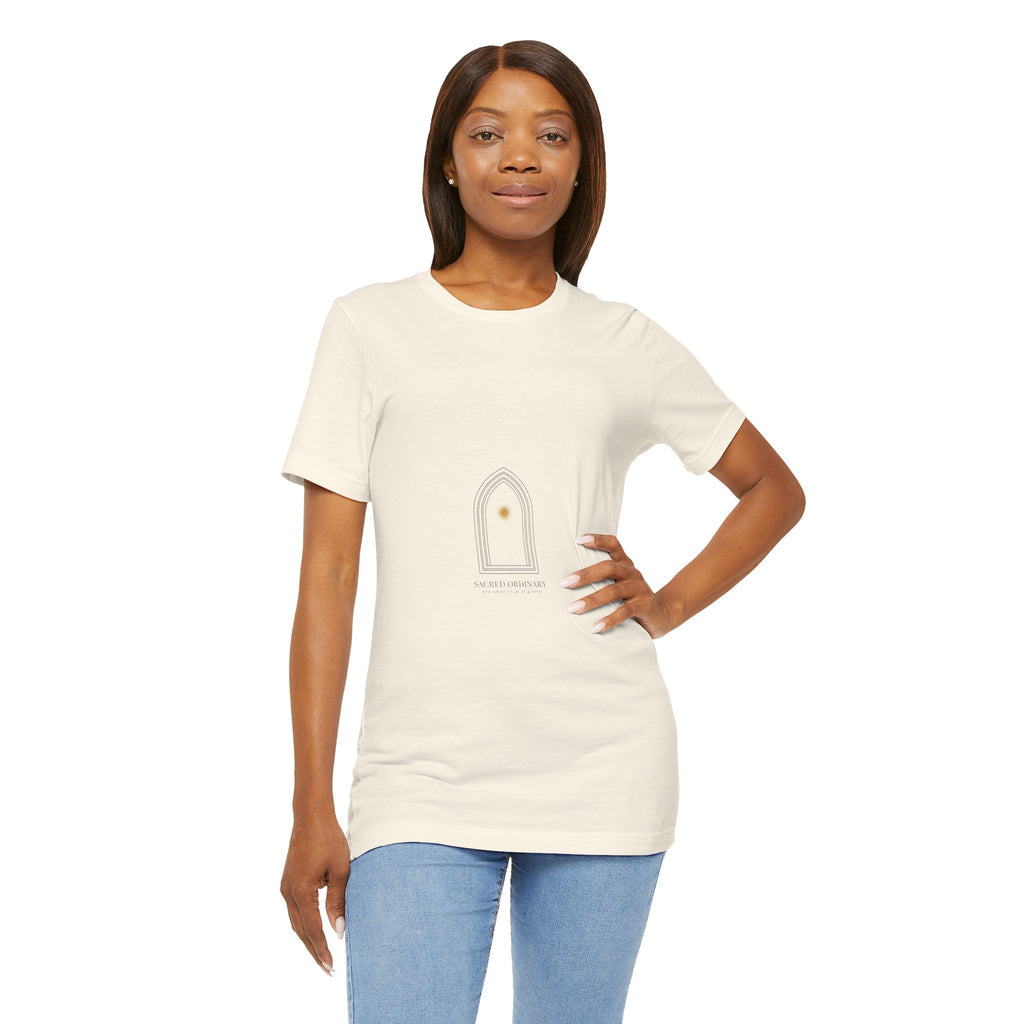 Gothic Arch Minimal Tee | Monastic Minimalism, serene typography Navy