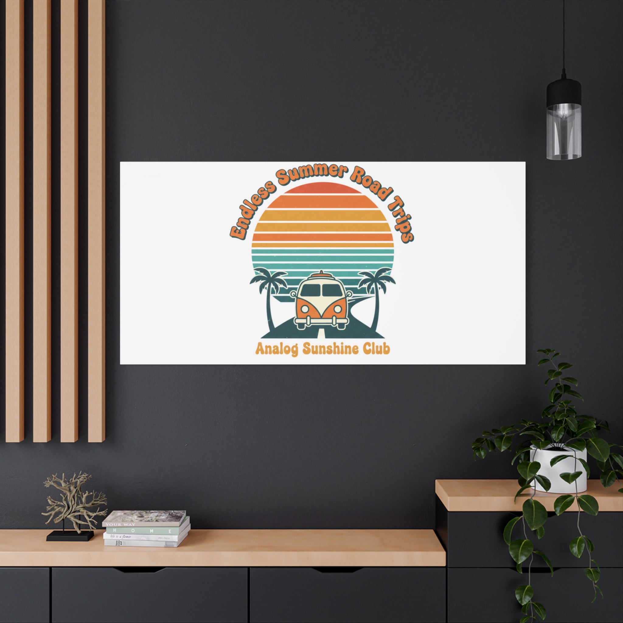 Endless Summer Road Trips Canvas | 1970s Sunset, Retro Surf Palm Art 36" x 36" 1.25"