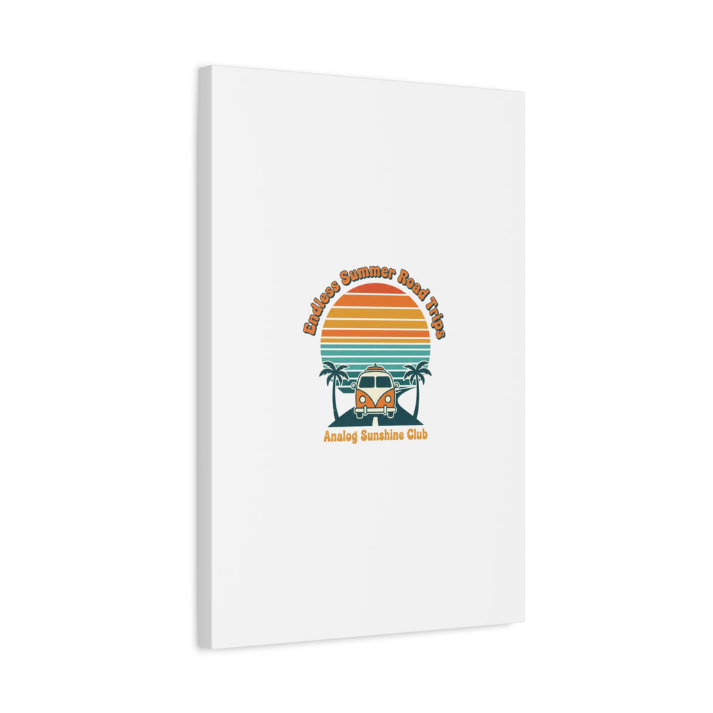 Endless Summer Road Trips Canvas | 1970s Sunset, Retro Surf Palm Art 36" x 36" 1.25"