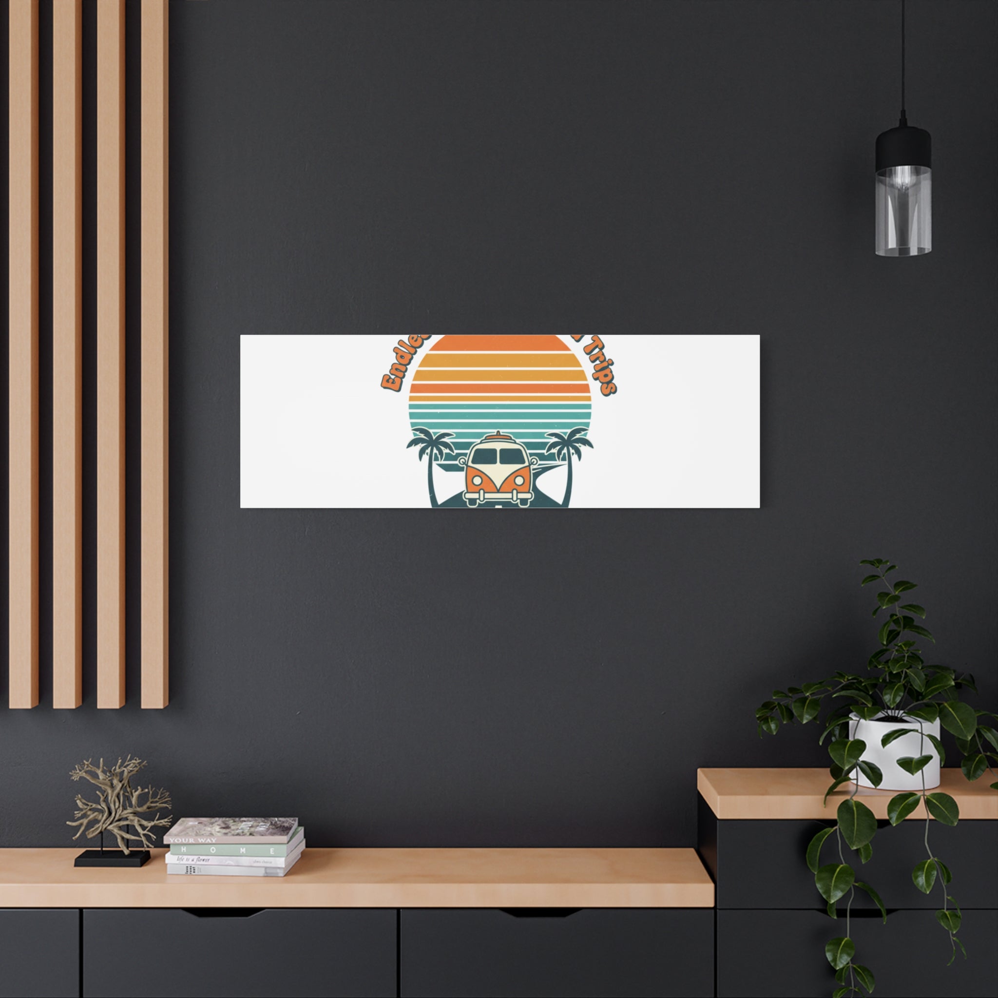 Endless Summer Road Trips Canvas | 1970s Sunset, Retro Surf Palm Art 36" x 36" 1.25"