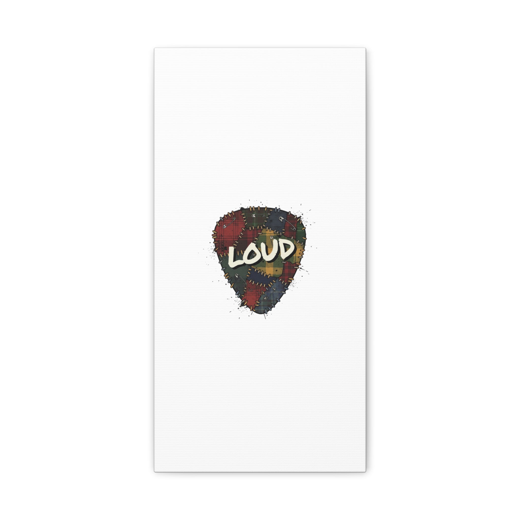 Plaid Patchwork Guitar Pick Canvas, Grunge Revival, 90s Rock Plaid Aesthetic 10" x 20" (Vertical) 1.25"