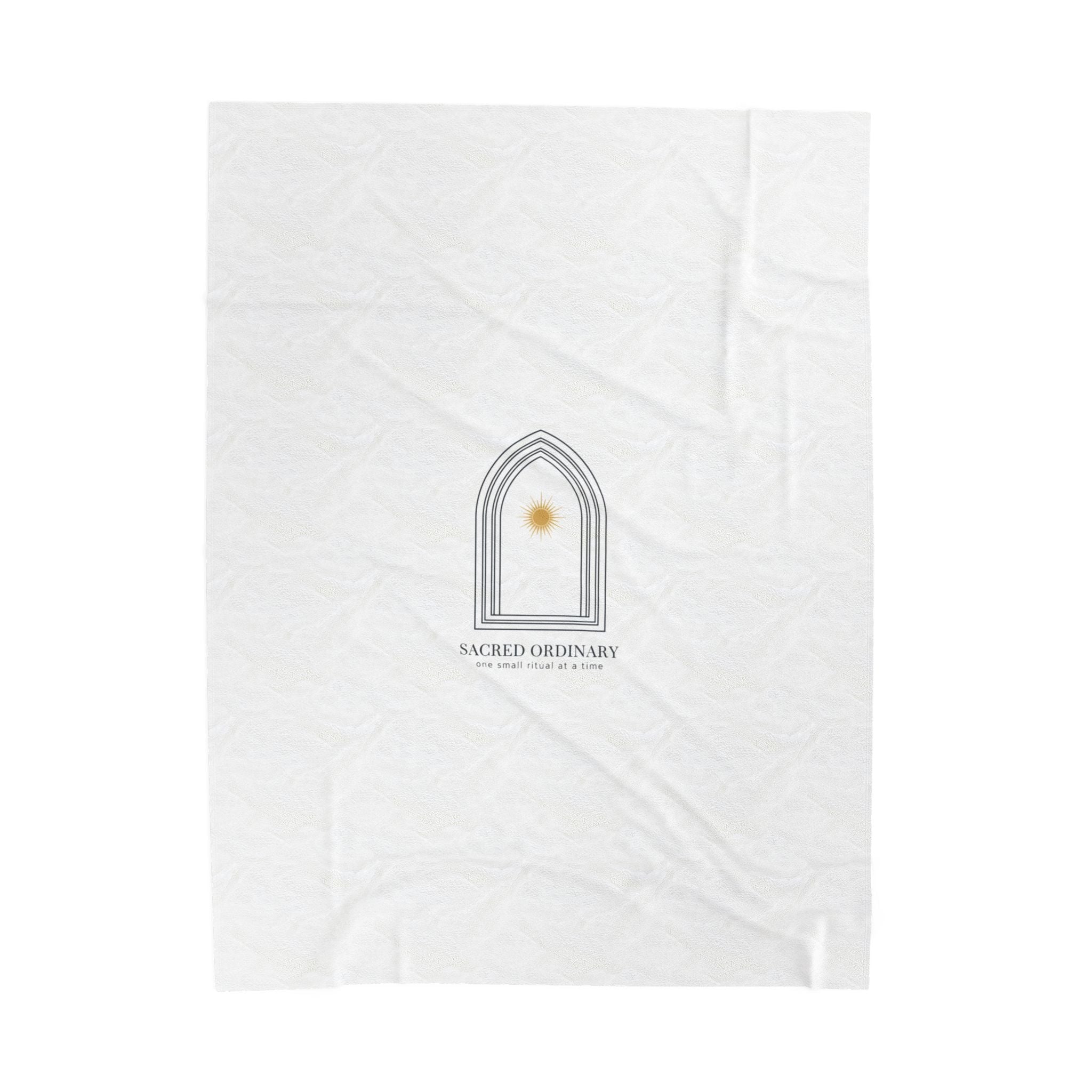 Gothic Arch Minimalist Motif Velveteen Plush Blanket | Quiet Luxury, Serene Typography