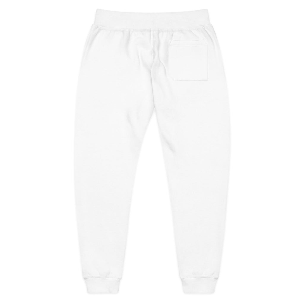Embroidered Fist Logo Sweatpants â Cozy White Fleece Joggers White