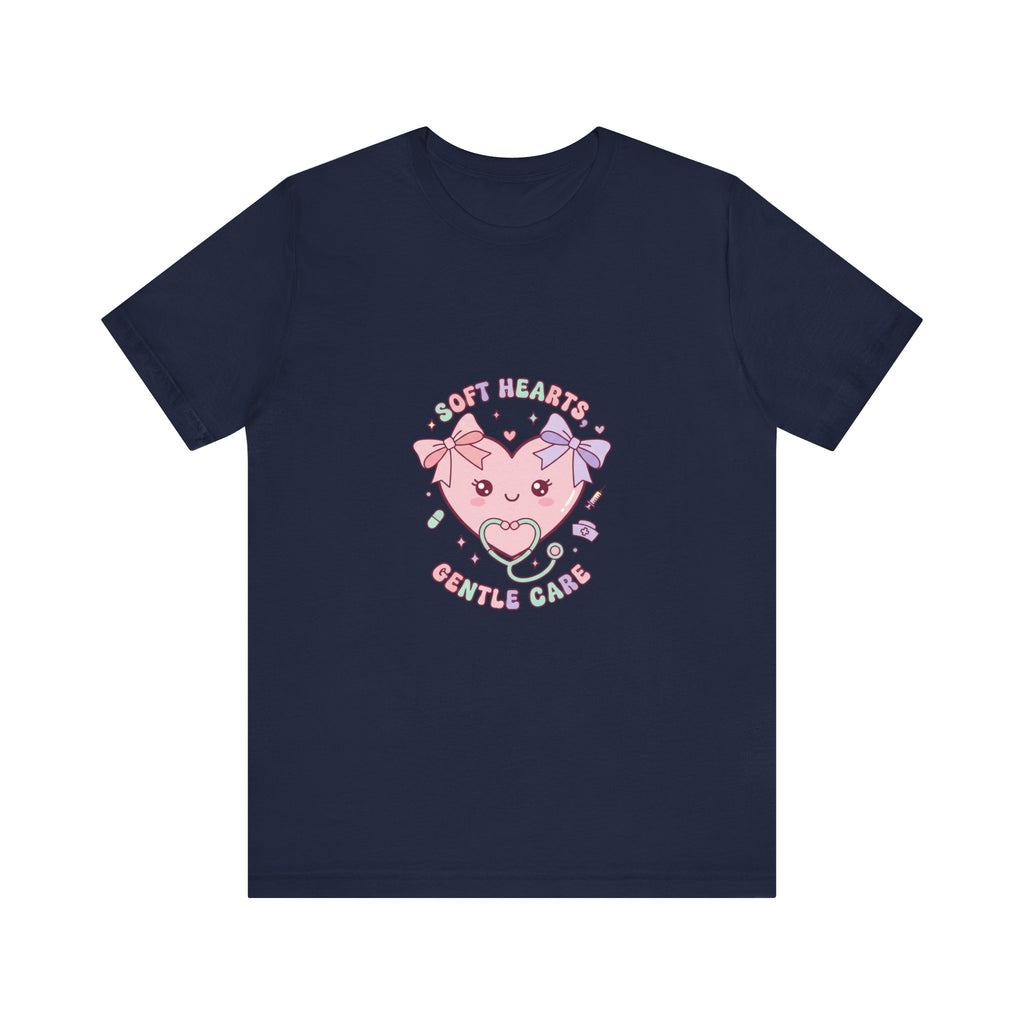 Kawaii Nurse Heart Tee | pastel healthcare design, coquette medical shirt Navy