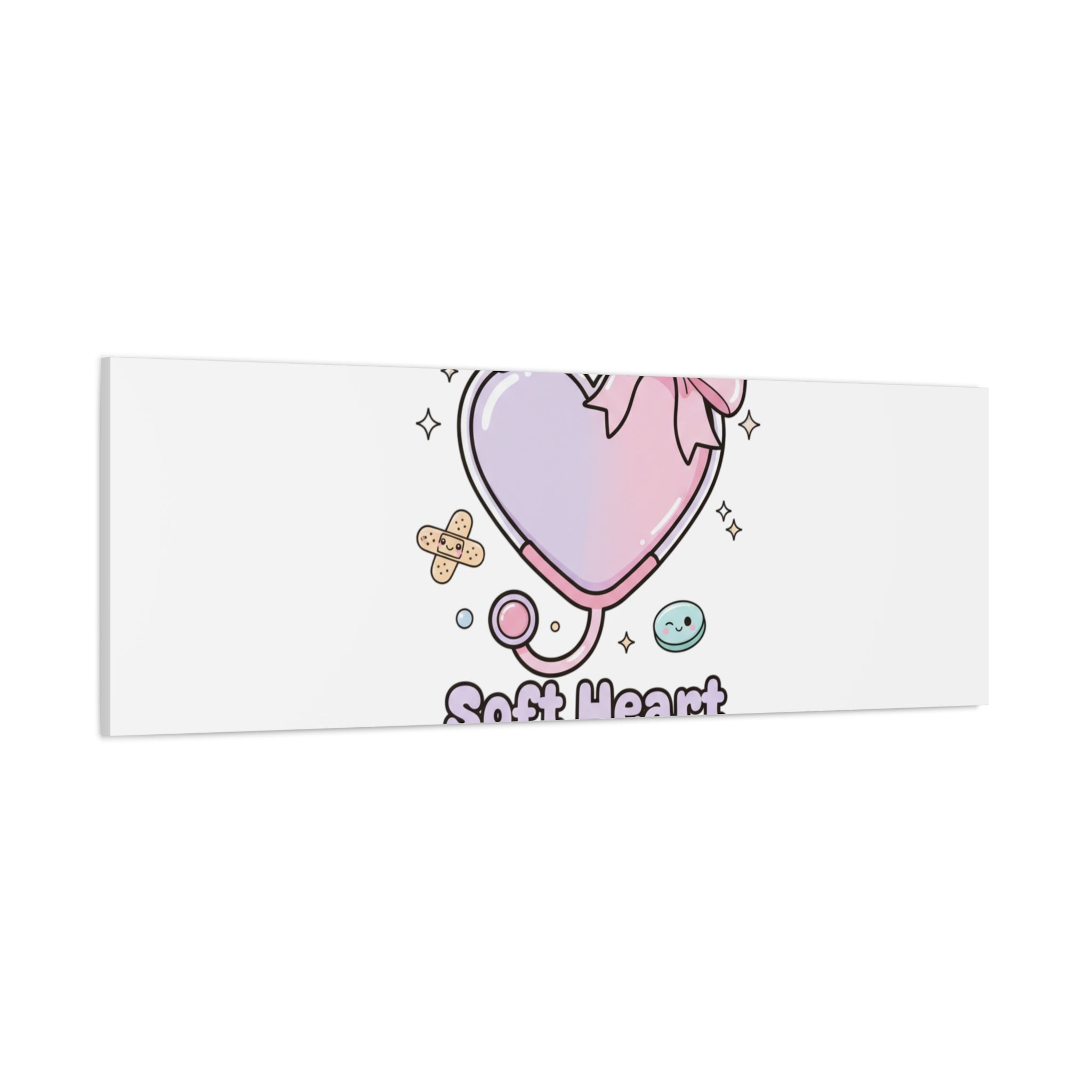 Soft Heart Strong Care Canvas, Pastel Cute Nurse Medical Art | Coquette Healthcare 36" x 36" 1.25"