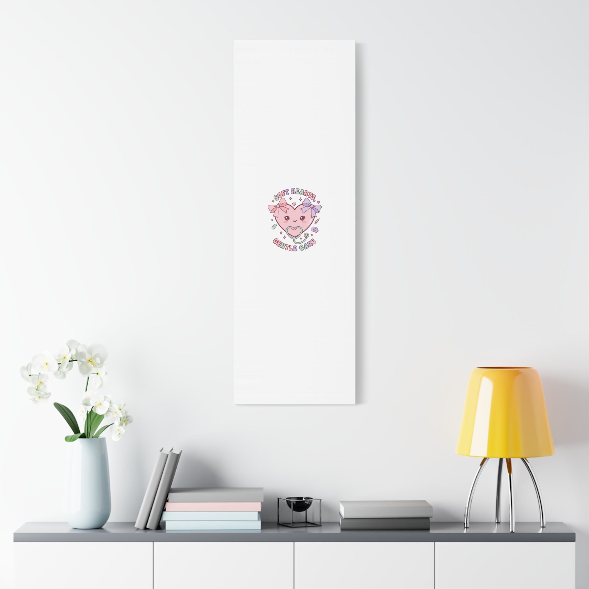 Soft Hearts Gentle Care Canvas, Cute Nurse Graphic | Pastel Coquette Medical Art 36" x 36" 1.25"
