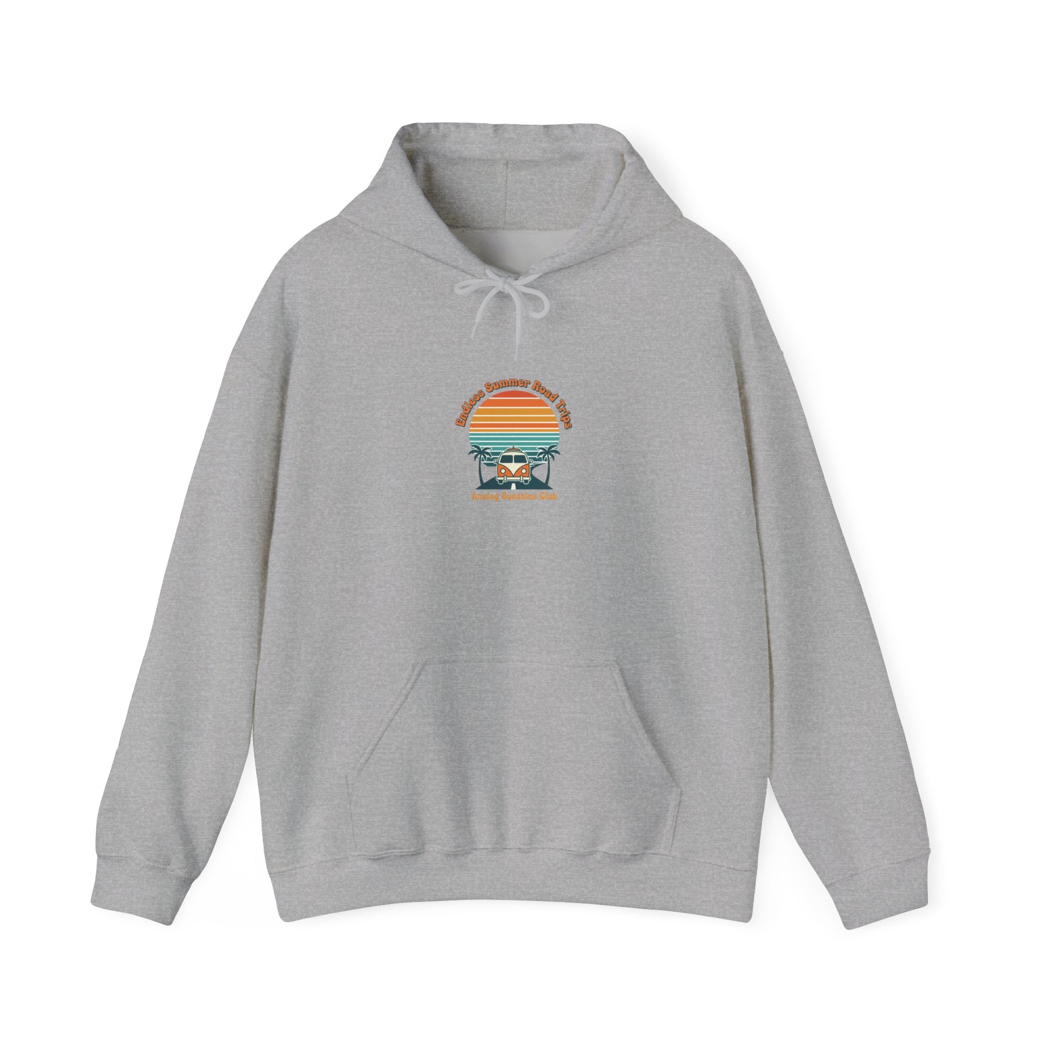 Retro 70s Sunset Surf Hoodie | vintage palm golden hour postcard design Sport Grey