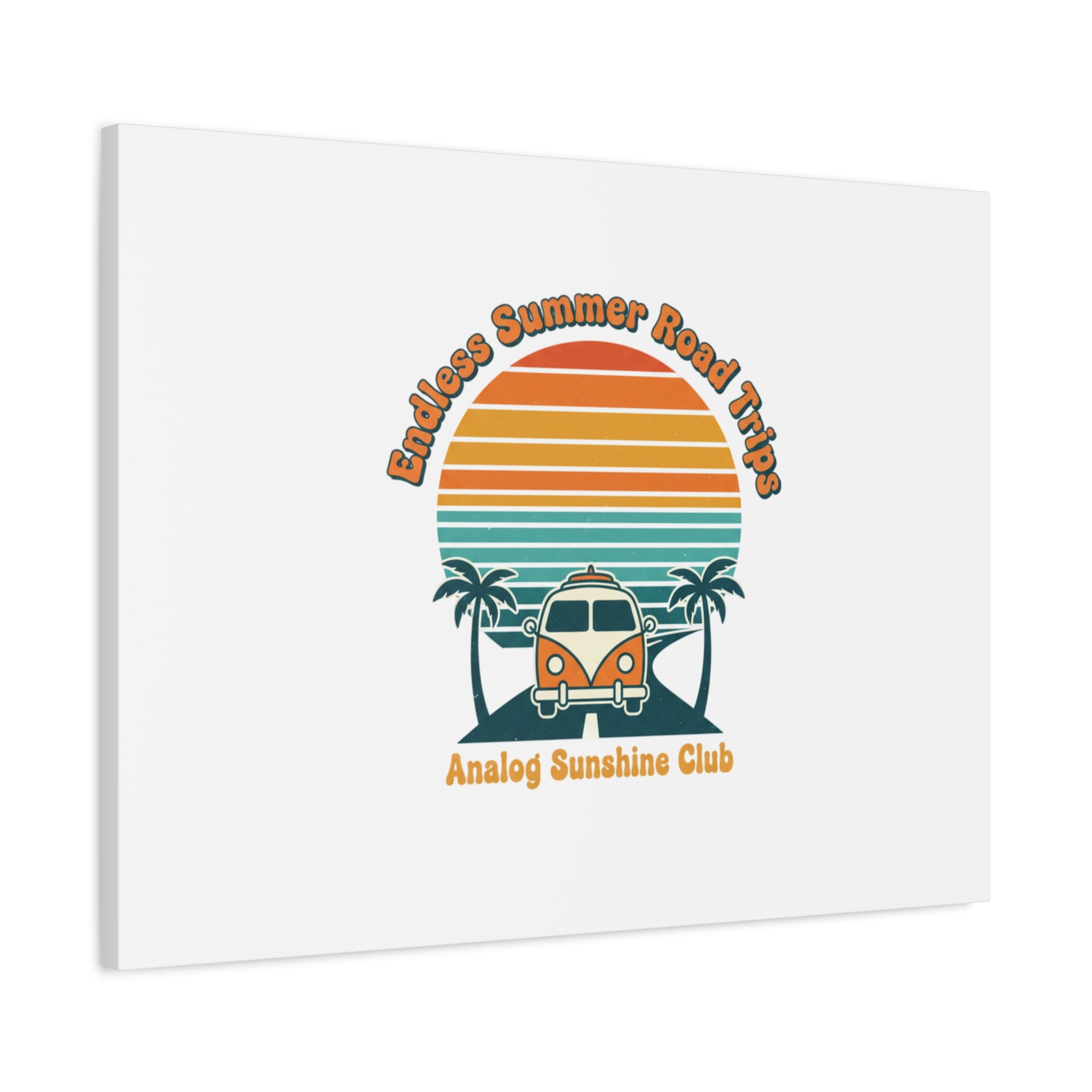 Endless Summer Road Trips Canvas | 1970s Sunset, Retro Surf Palm Art 36" x 36" 1.25"