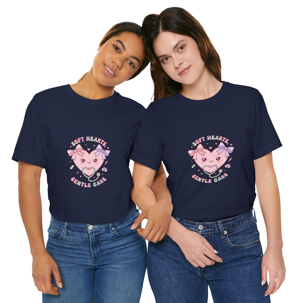 Kawaii Nurse Heart Tee | pastel healthcare design, coquette medical shirt Navy