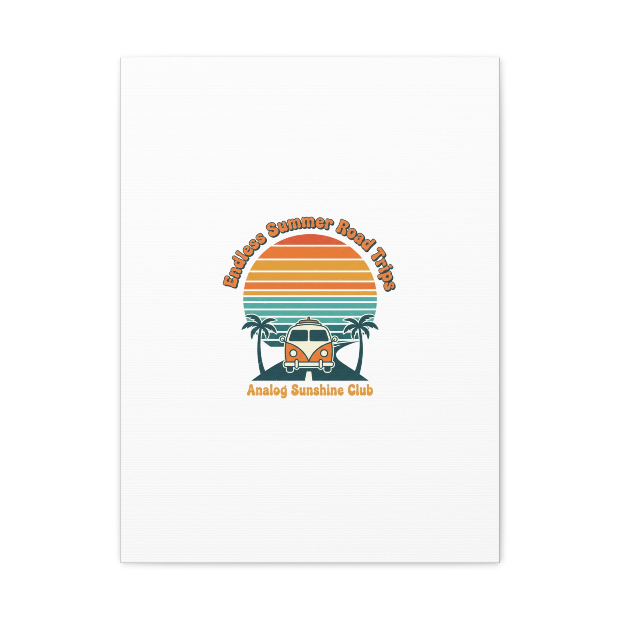 Endless Summer Road Trips Canvas | 1970s Sunset, Retro Surf Palm Art 18″ x 24″ (Vertical) 1.25"