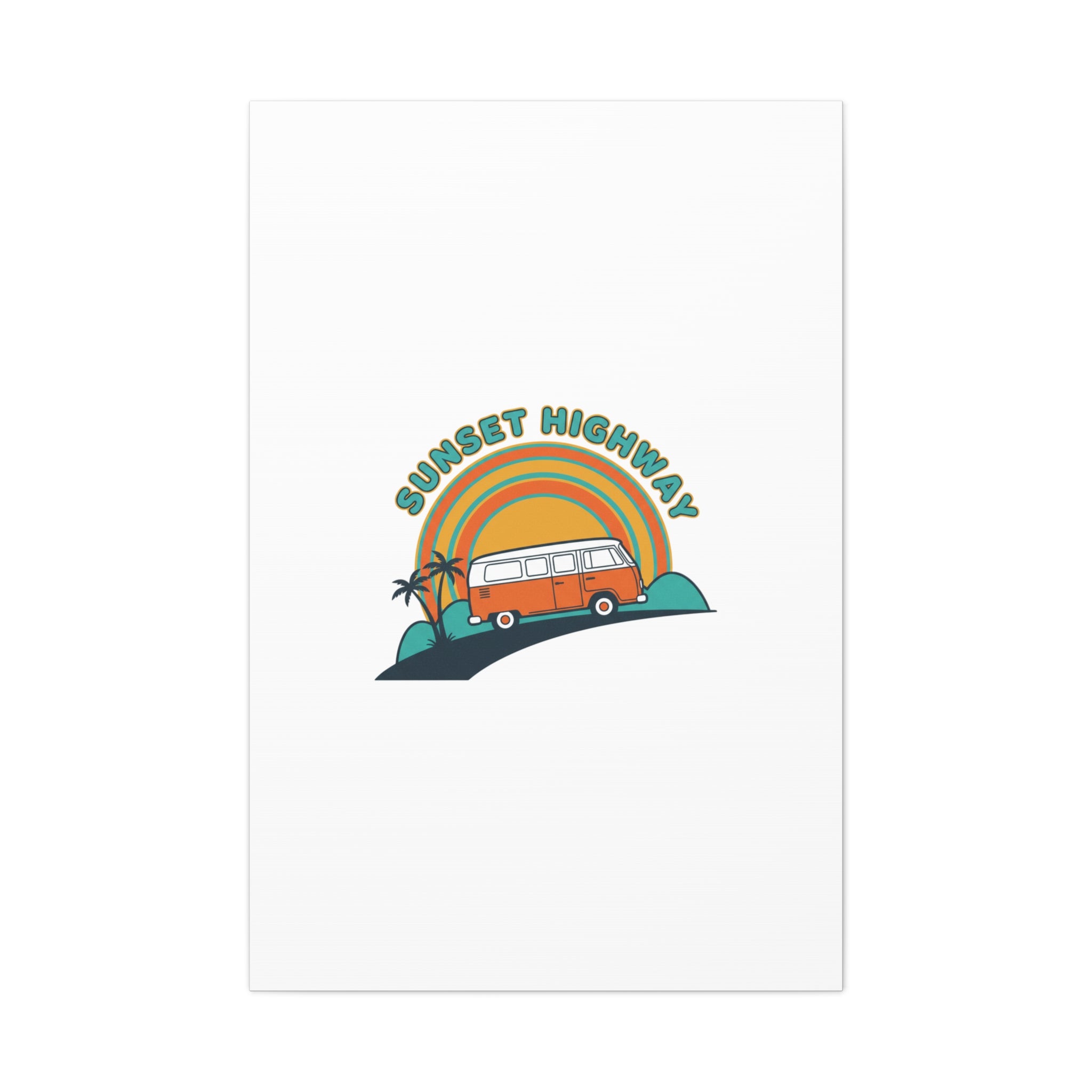 Sunset Highway Van Canvas | 1970s Retro Surf, Vintage Palm Poster 32″ x 48″ (Vertical) 1.25"