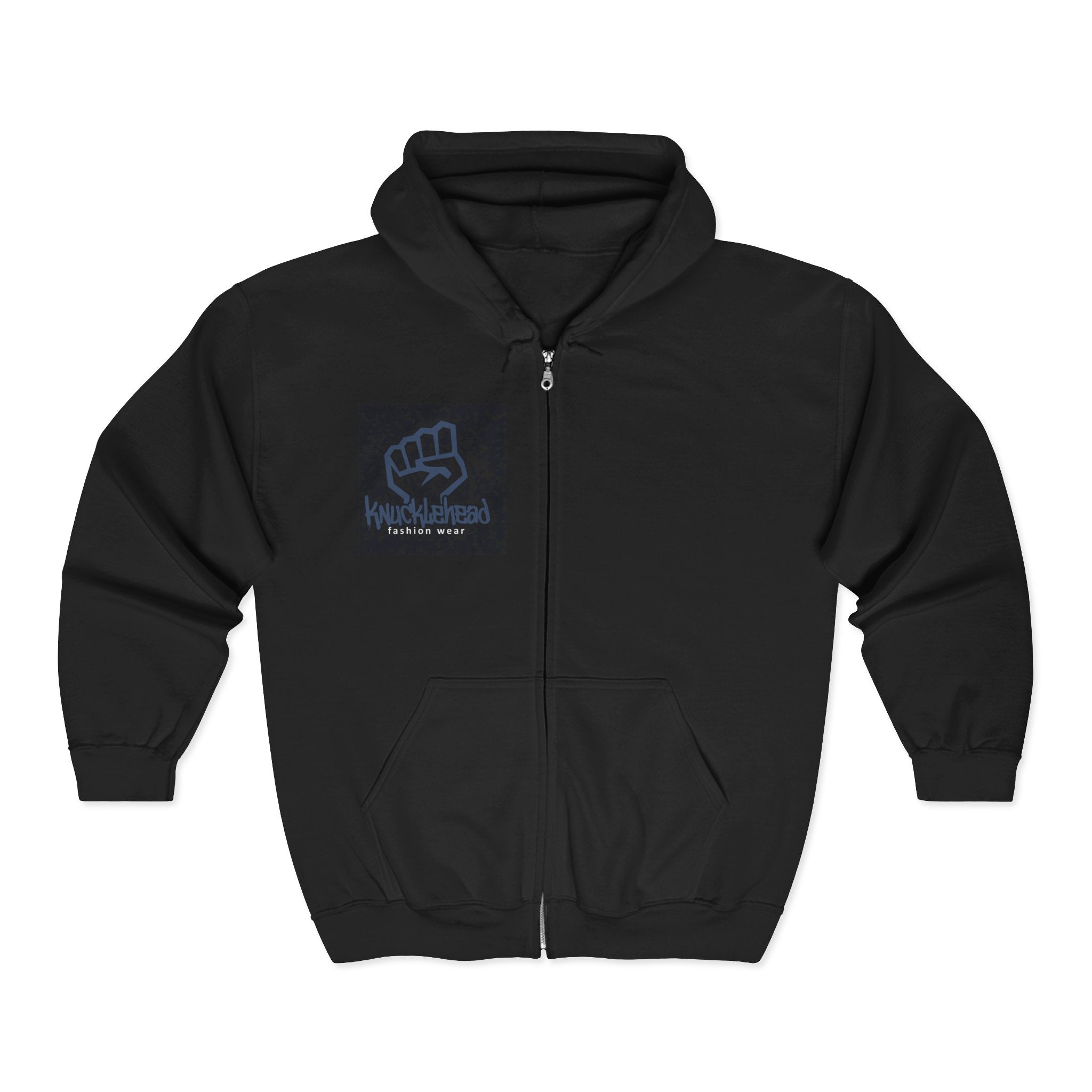 Fist Logo Zip Hoodie â Empowerment Graphic Full-Zip Sweatshirt Black