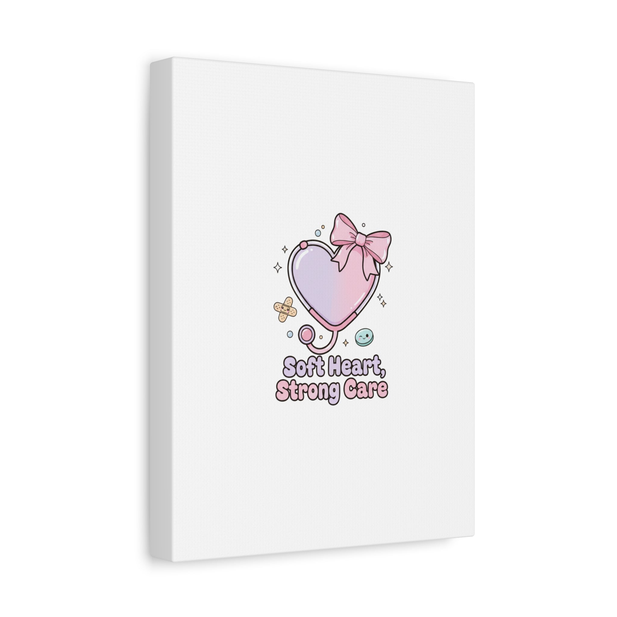 Soft Heart Strong Care Canvas, Pastel Cute Nurse Medical Art | Coquette Healthcare 36" x 36" 1.25"