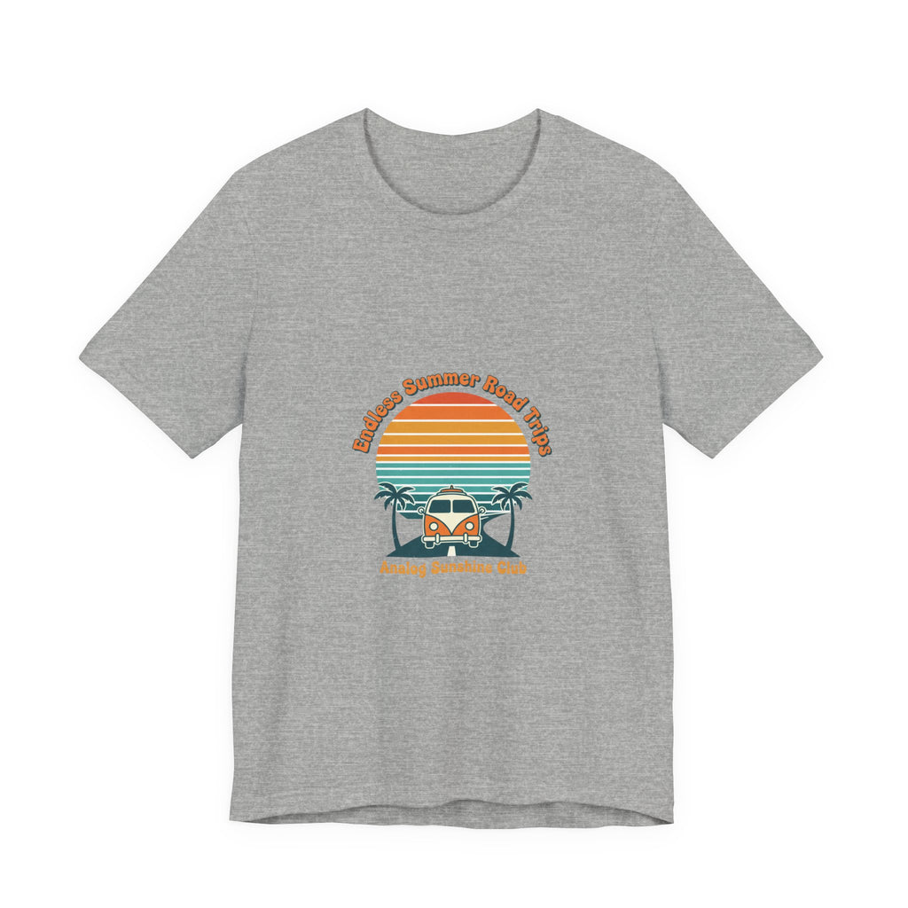 Retro 70s Sunset Surf Graphic Tee | Vintage Palm Golden Hour Postcard Athletic Heather