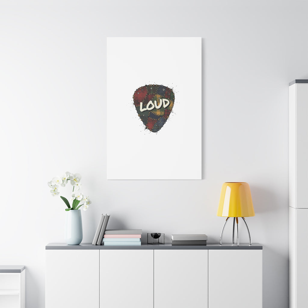 Plaid Patchwork Guitar Pick Canvas, Grunge Revival, 90s Rock Plaid Aesthetic 36" x 36" 1.25"