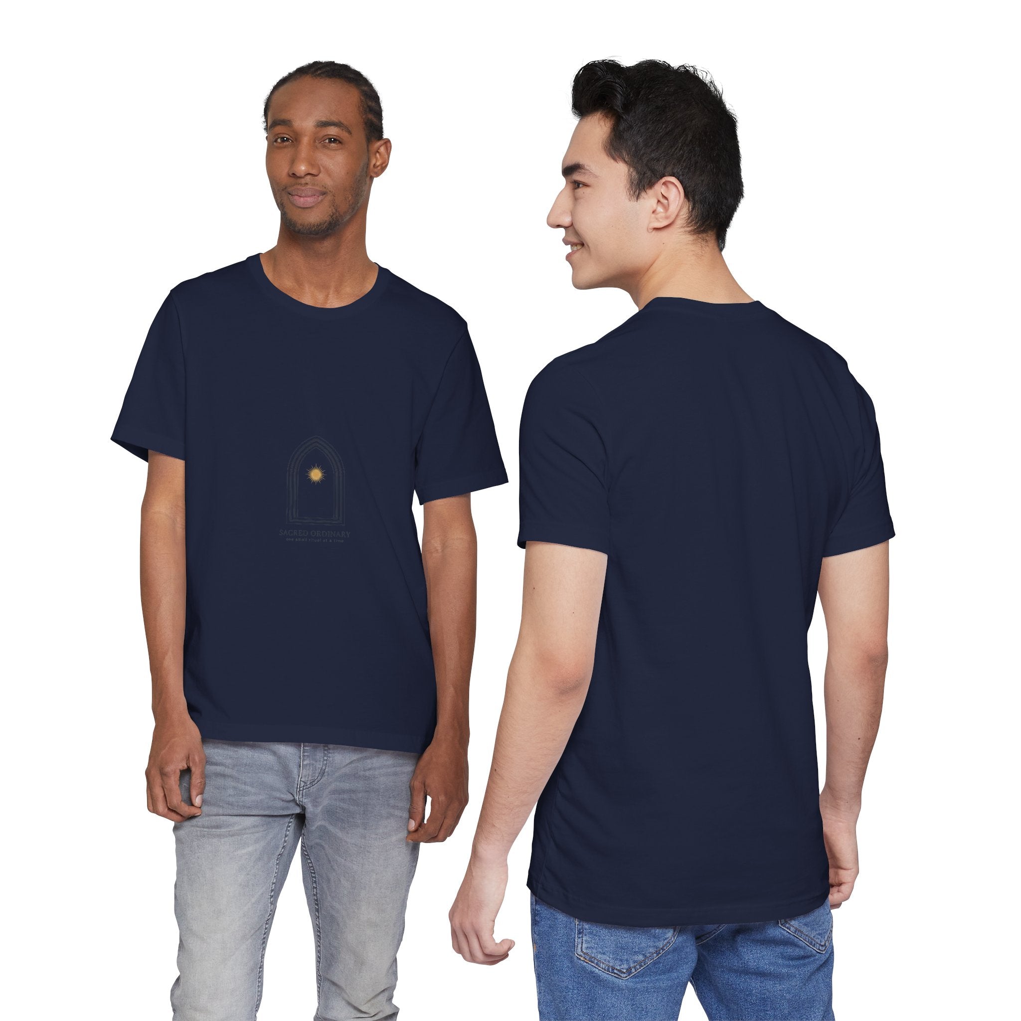 Gothic Arch Minimal Tee | Monastic Minimalism, serene typography Navy