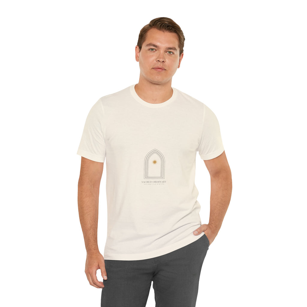 Gothic Arch Minimal Tee | Monastic Minimalism, serene typography Navy
