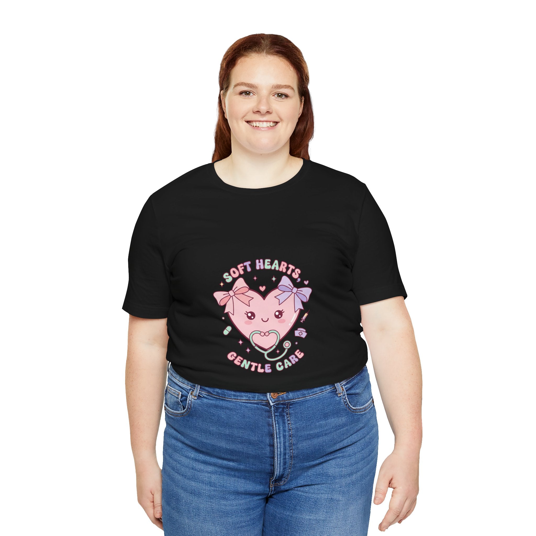 Kawaii Nurse Heart Tee | pastel healthcare design, coquette medical shirt Navy